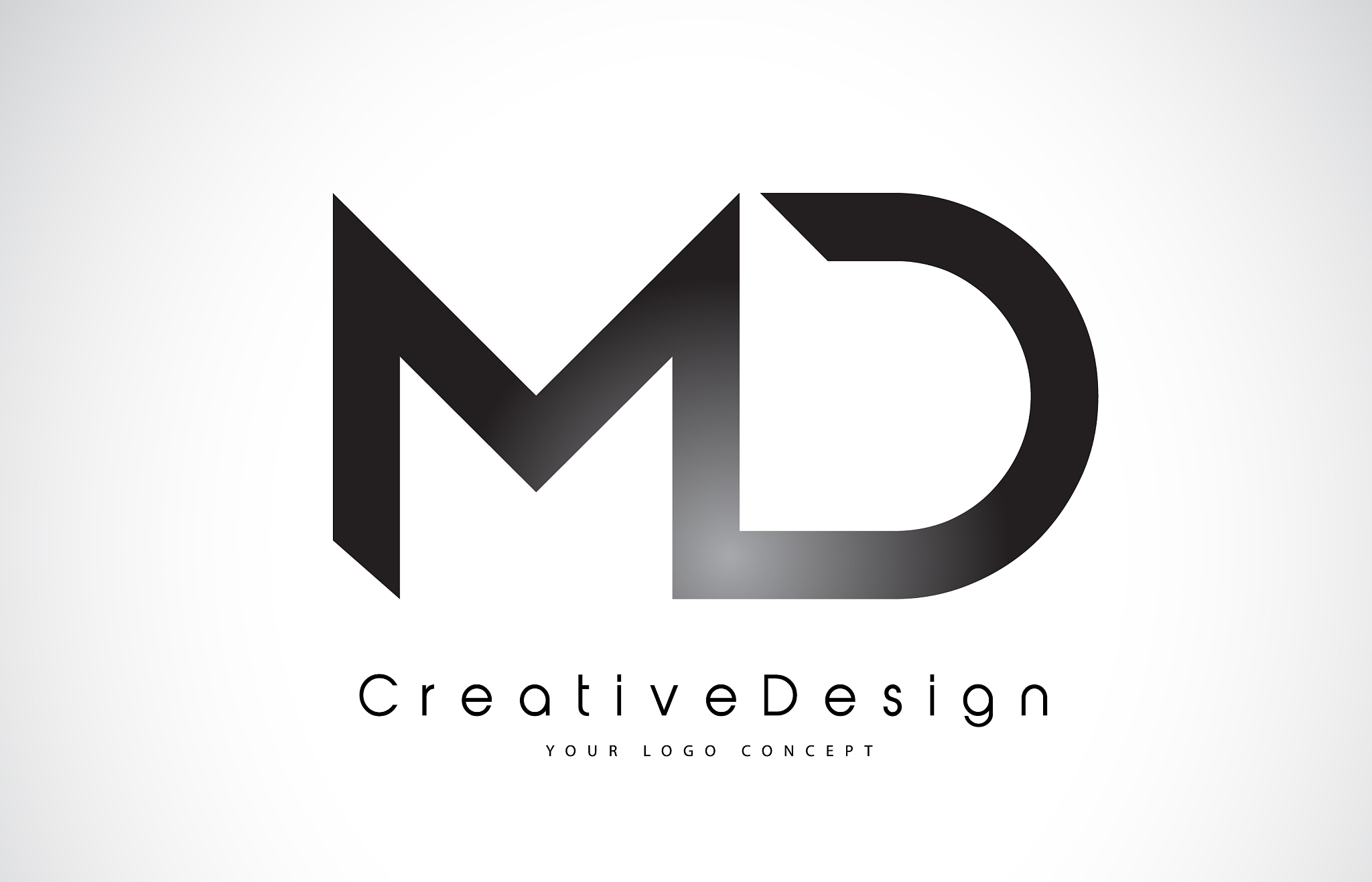 md m d letter logo design creative icon modern