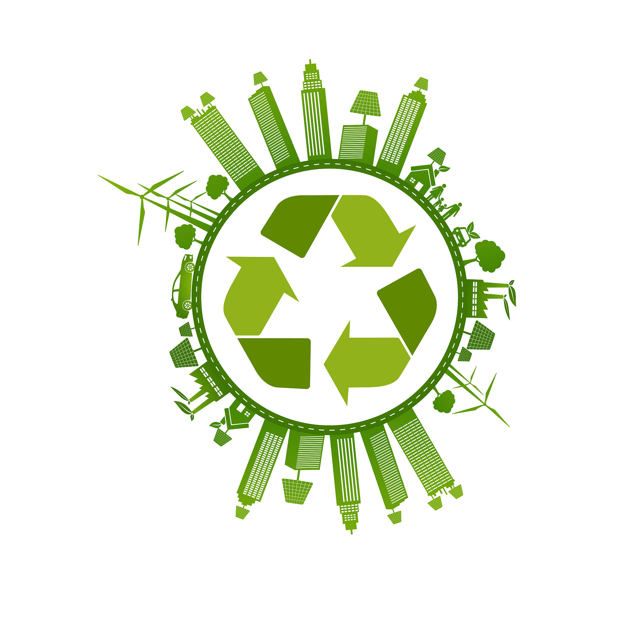 eco friendly concept, vector illustration. solar energy town wit