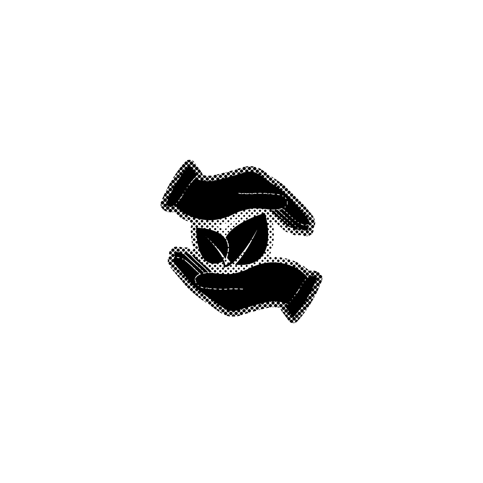 hand holds leaves -  black vector icon