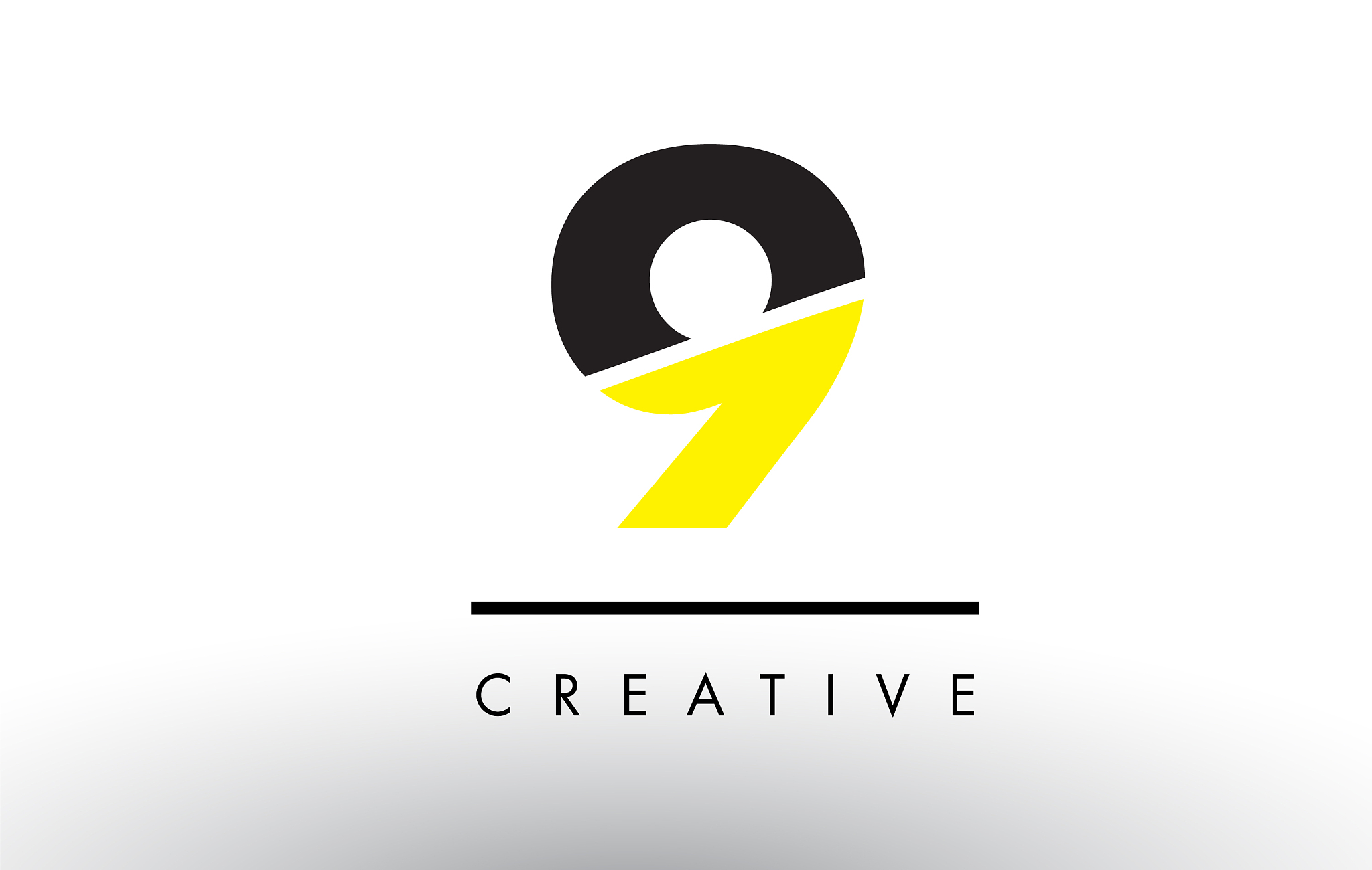9 black and yellow number logo design