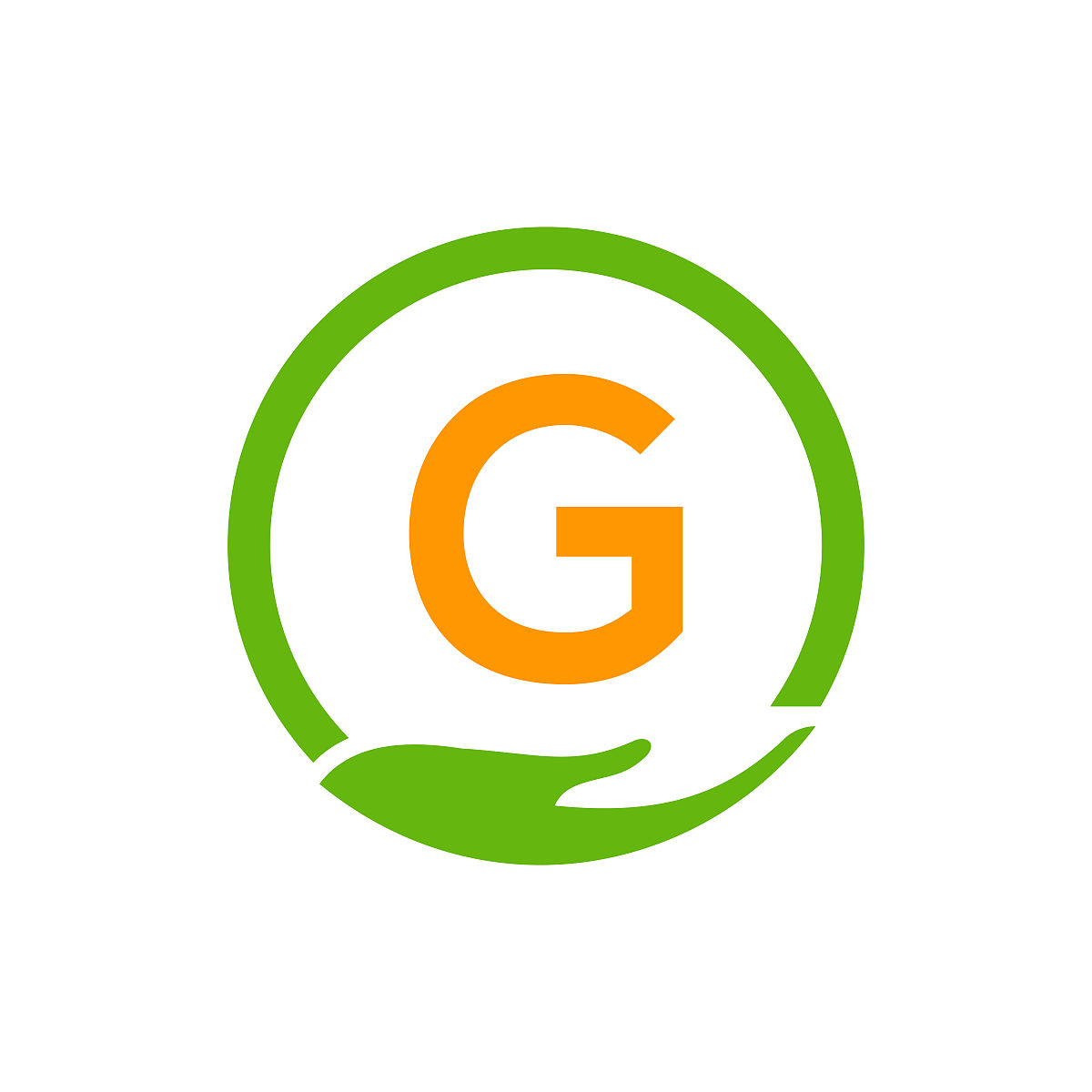 慈善帮助手标志上字母g概念模板.关爱,分享,慈善,医疗,捐赠机构logo设
