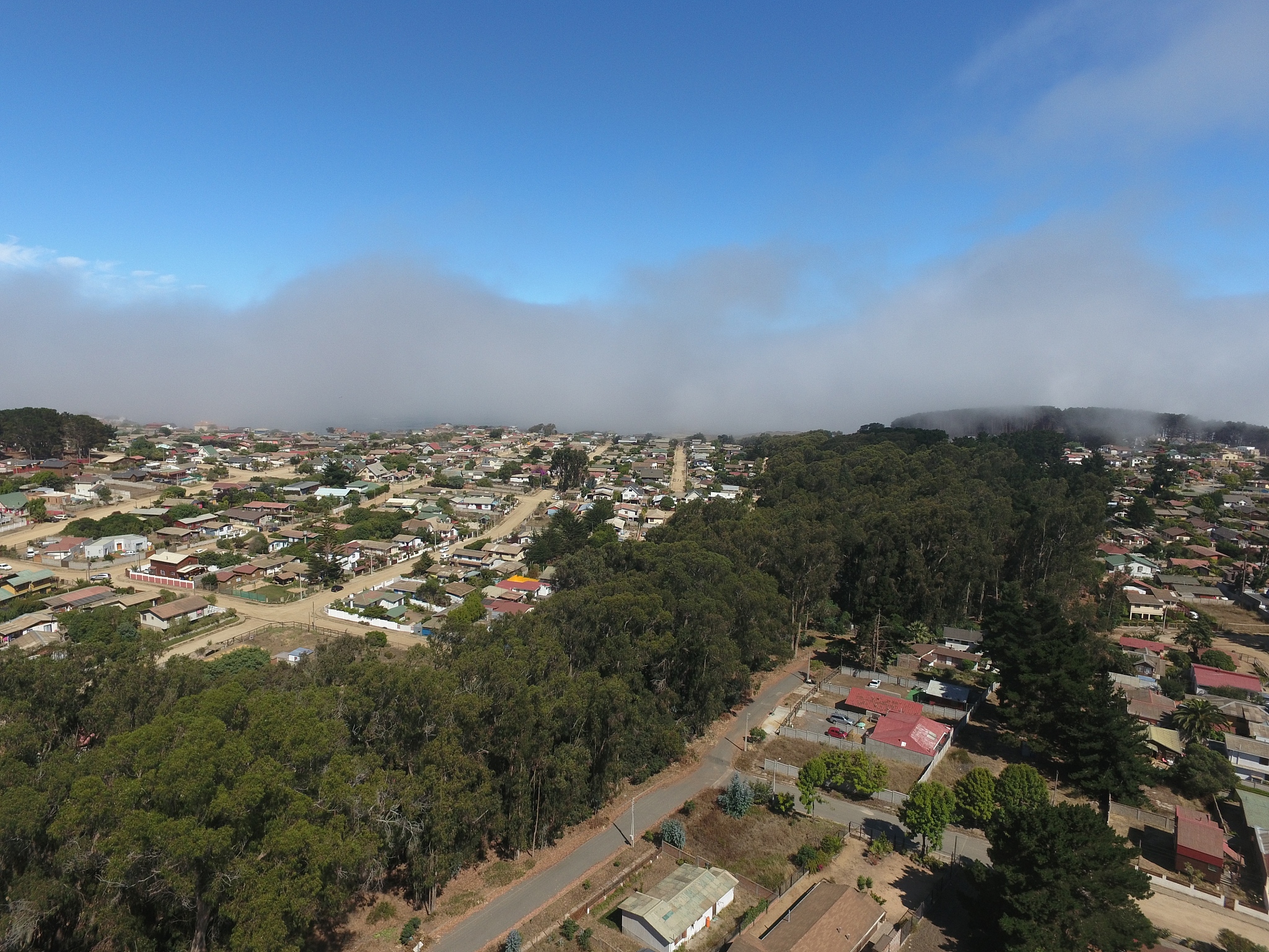 high angle view of buildings against sky