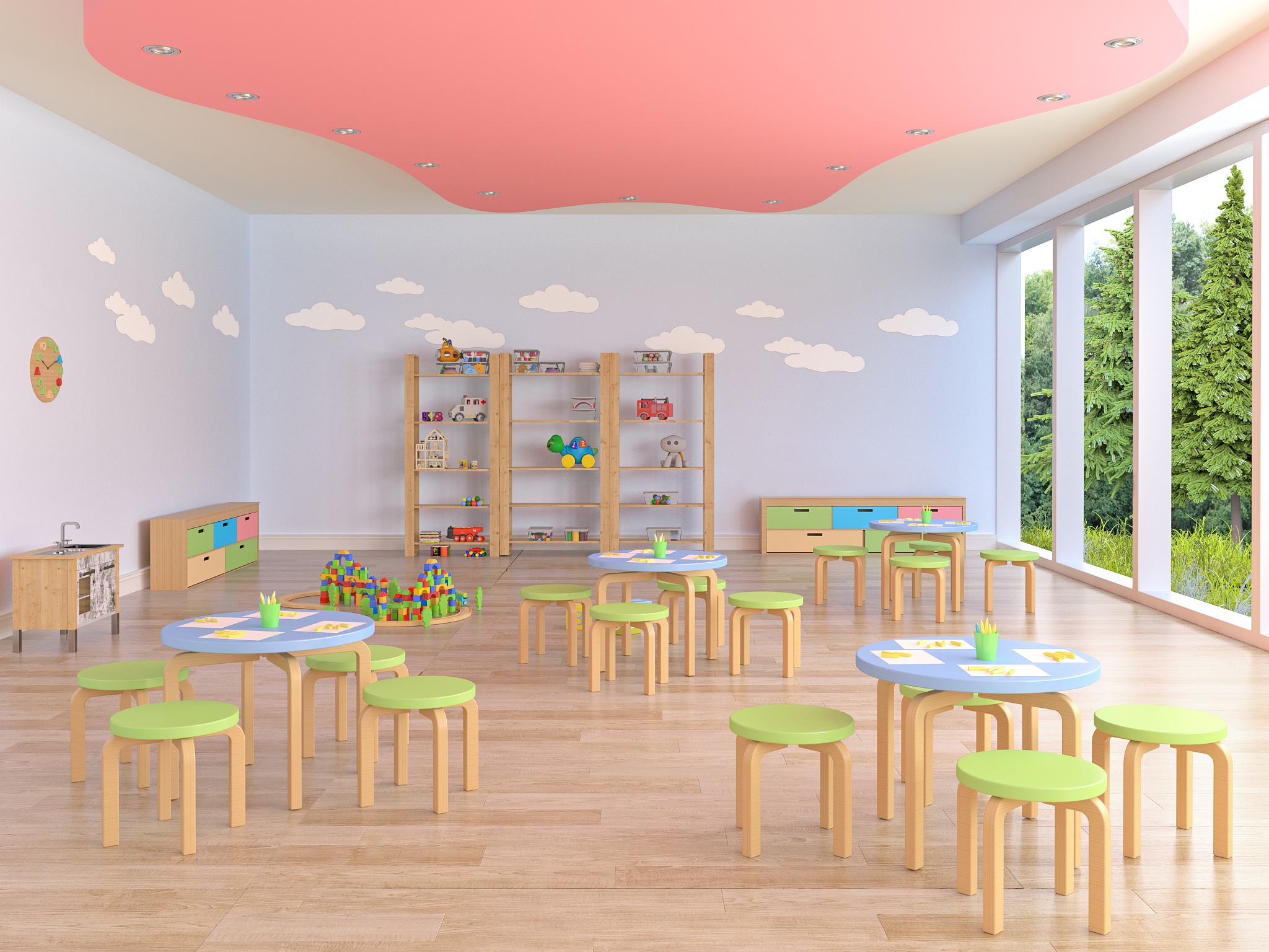 明亮陽光、簡約自然：打造舒適安全的幼兒園教育空間