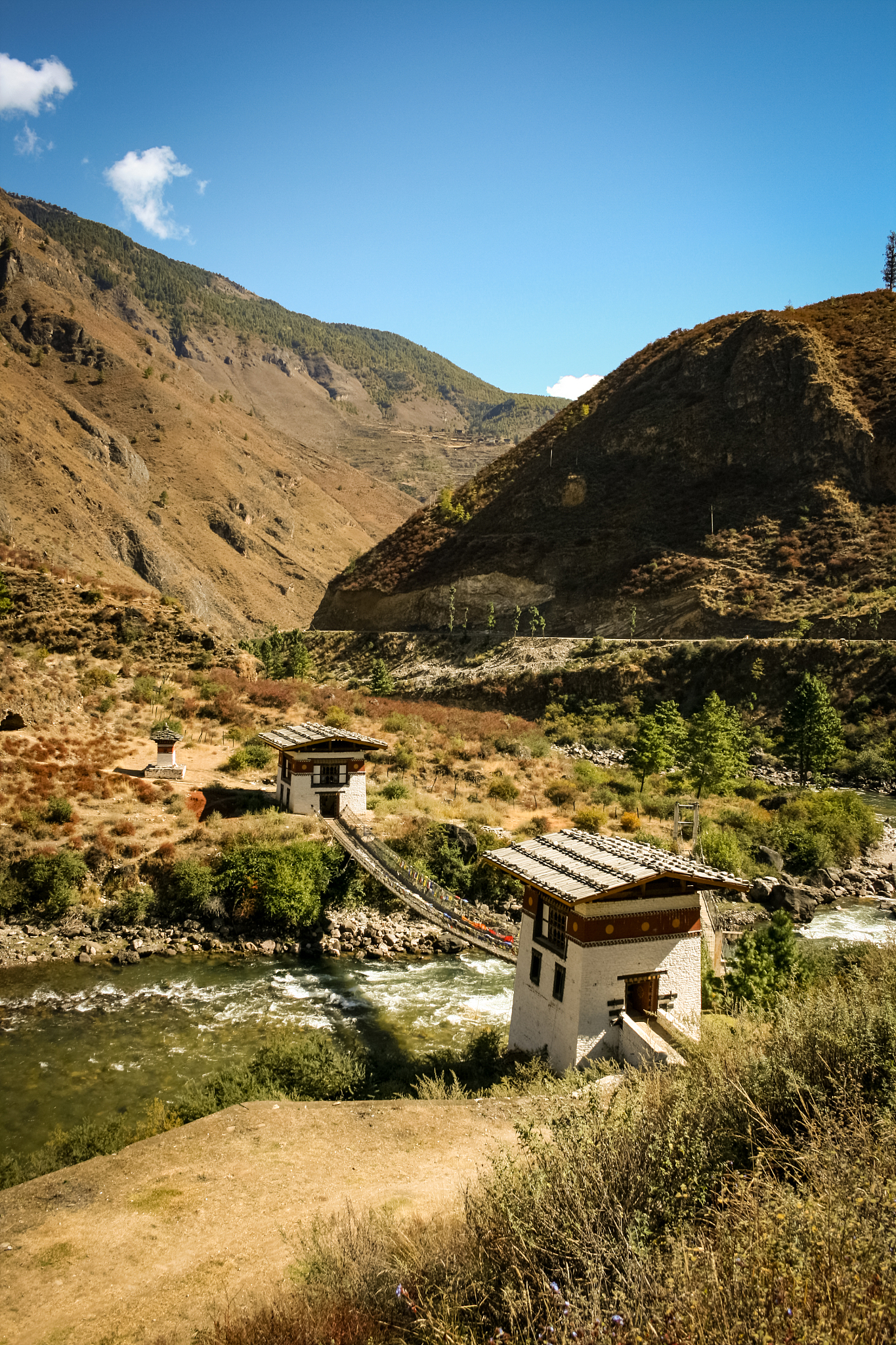 bhutan, old bridge