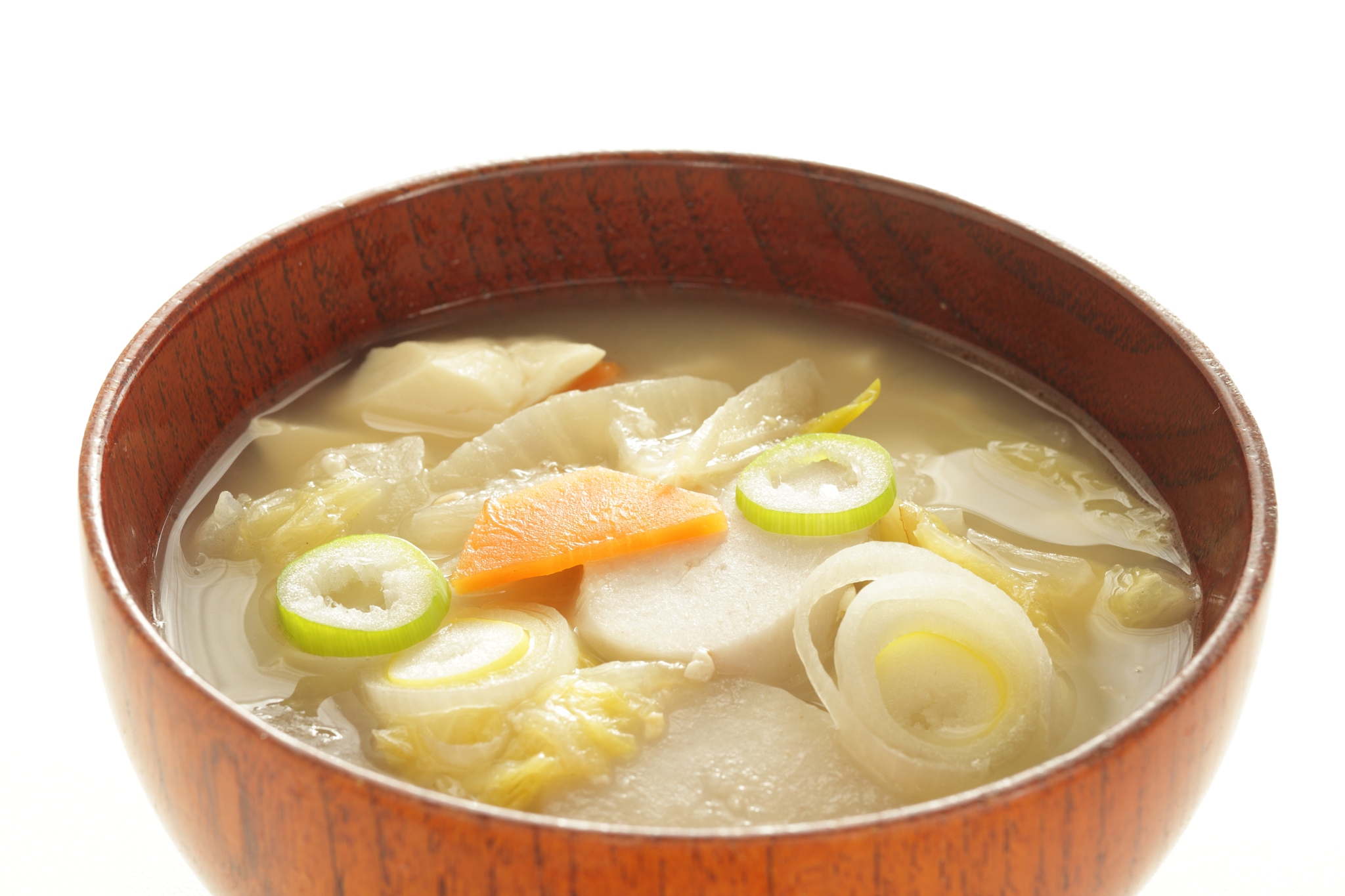 japanese food, root vegetable in miso soup for healthy meal