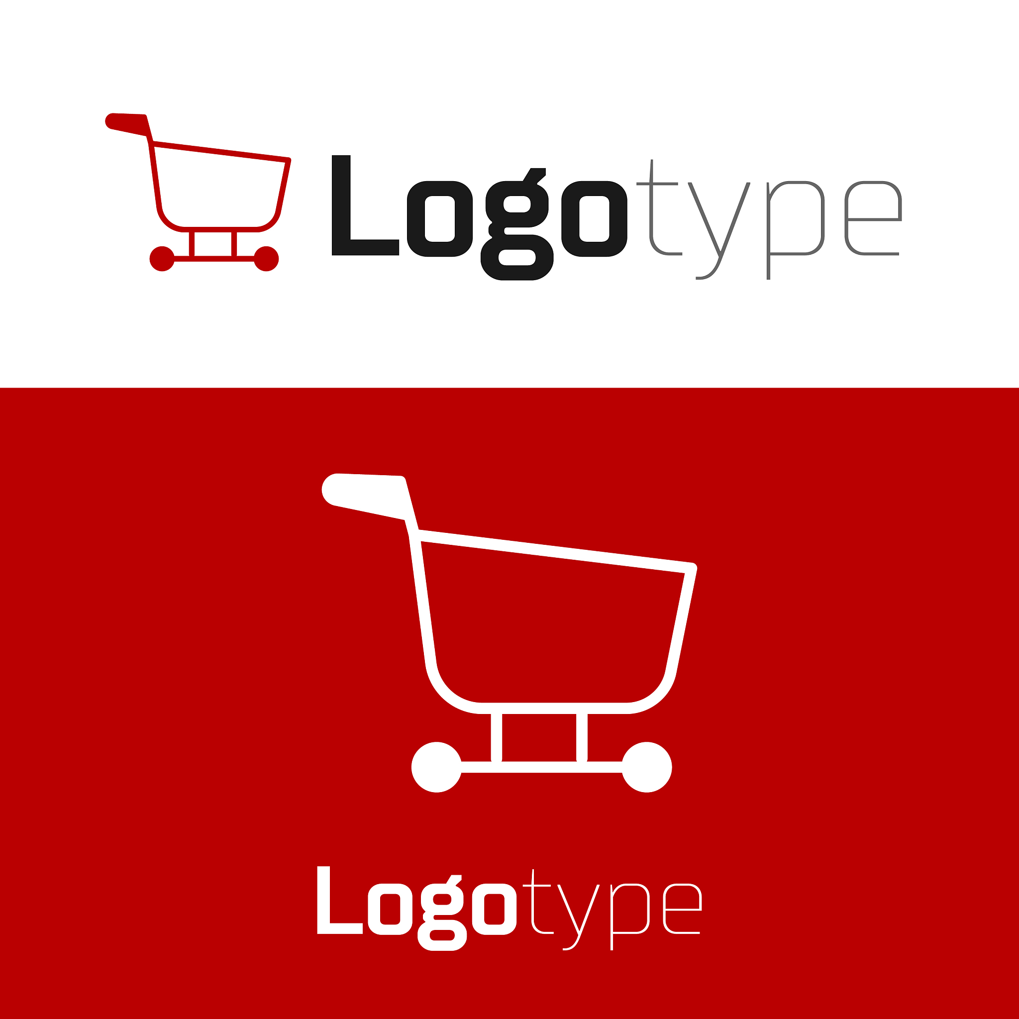 red shopping cart icon isolated on white