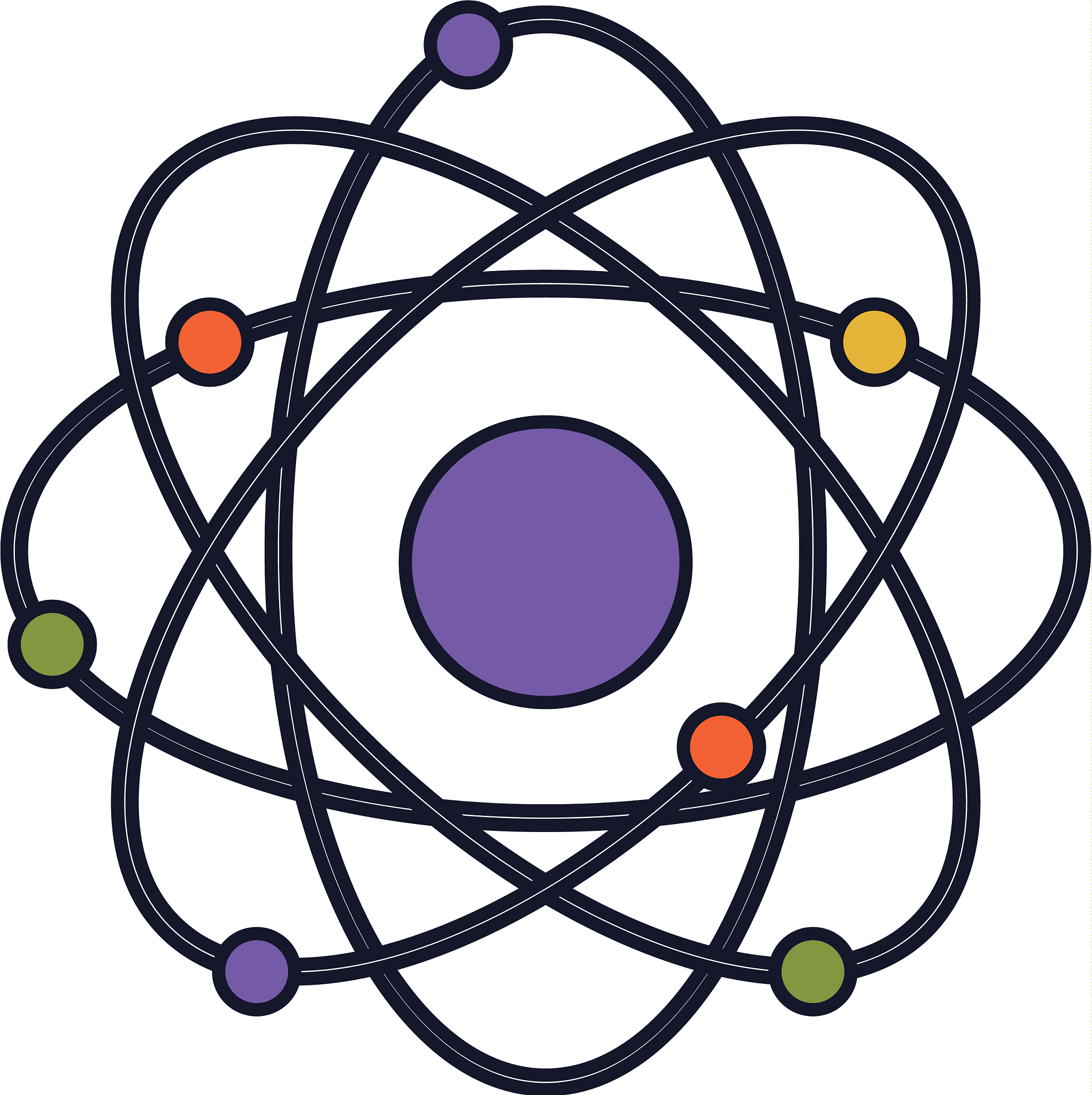 atom icon colorful silhouette with thick contour