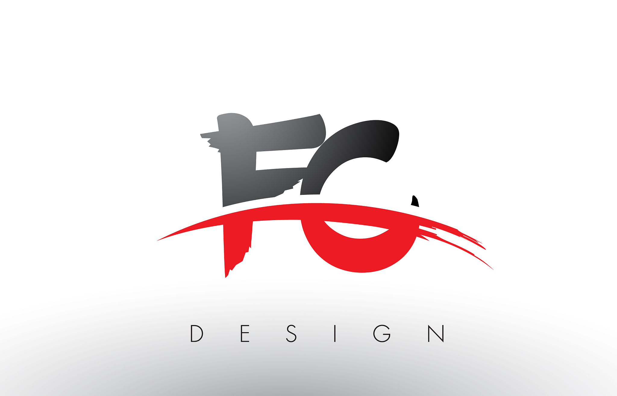 fc f c brush logo letters with red and black