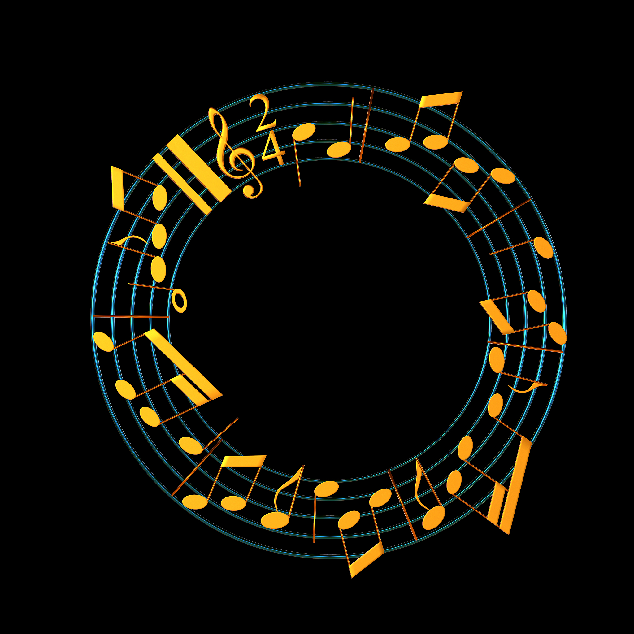 3d illustration of musical notes