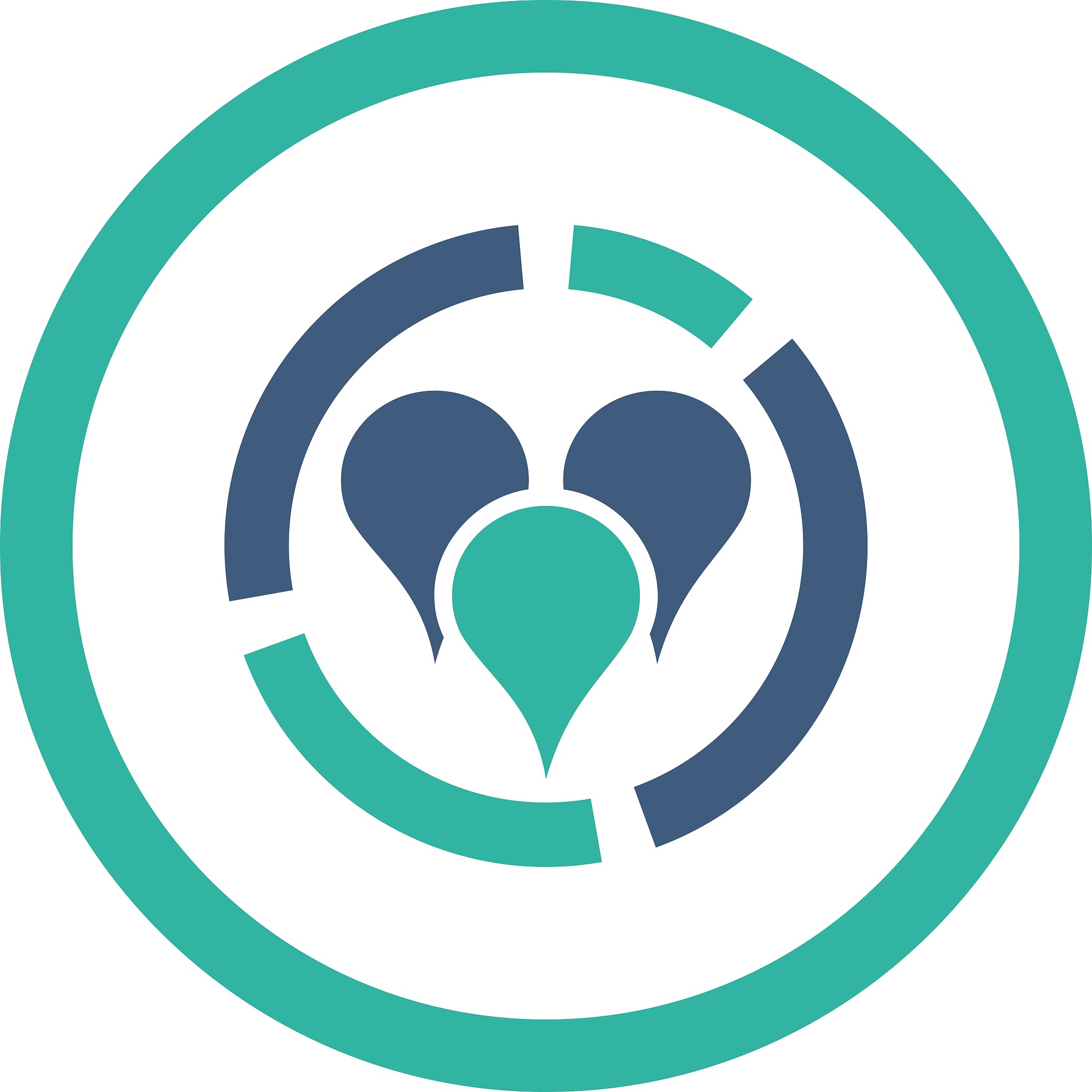 geo diagram flat cobalt and cyan colors rounded vector icon