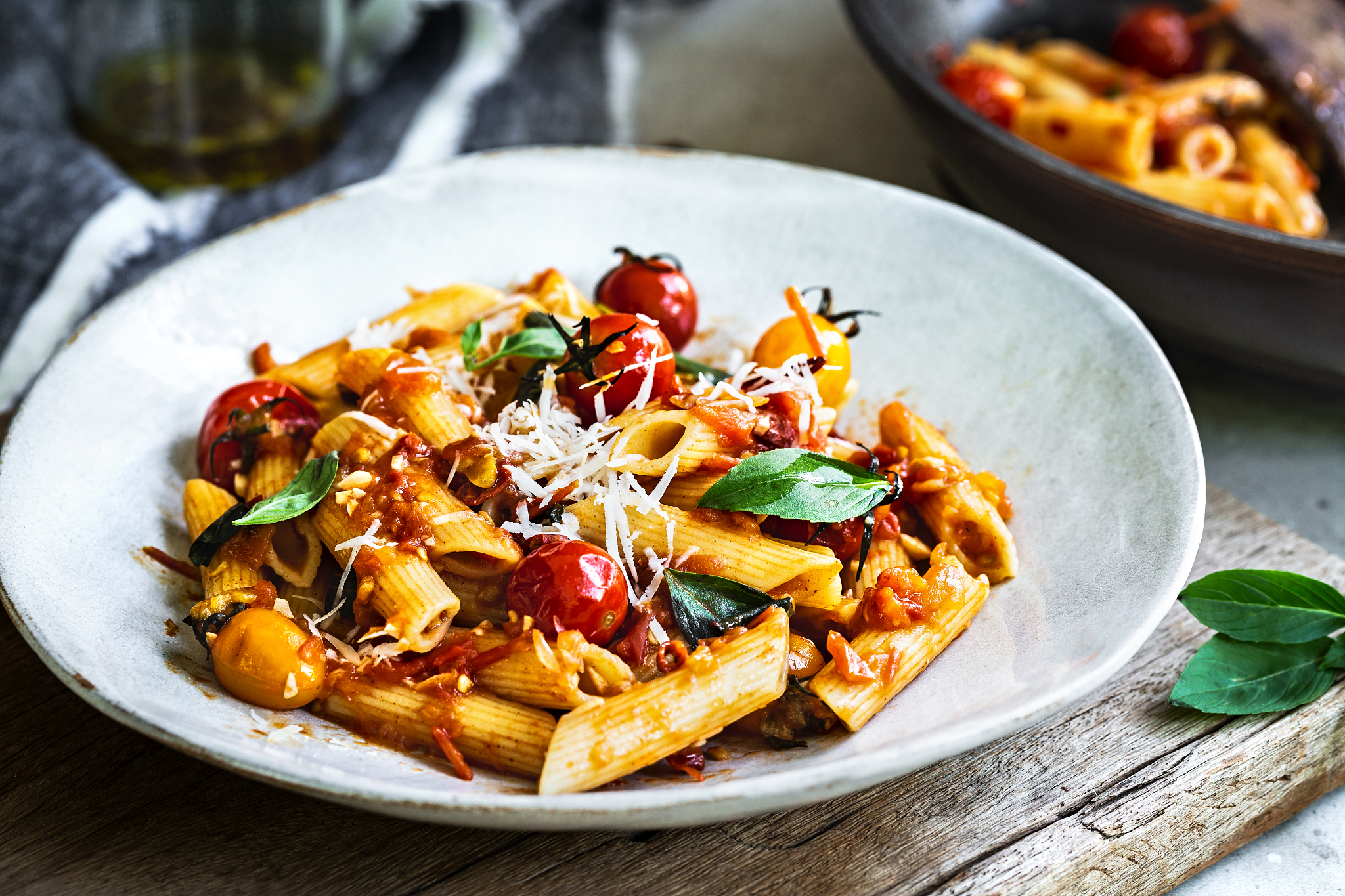 penne with homemade cherry tomatoes sauce