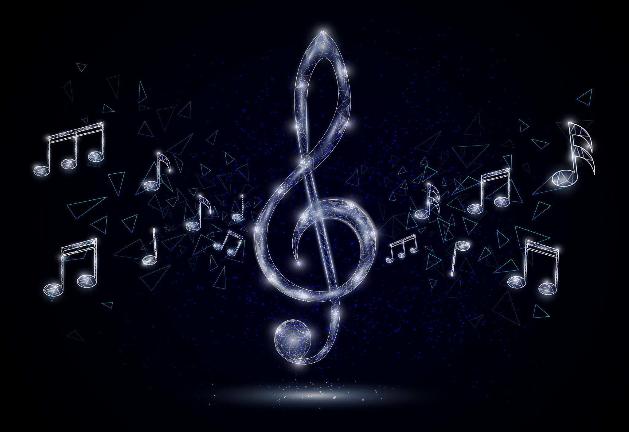 treble clef musical notes polygonal