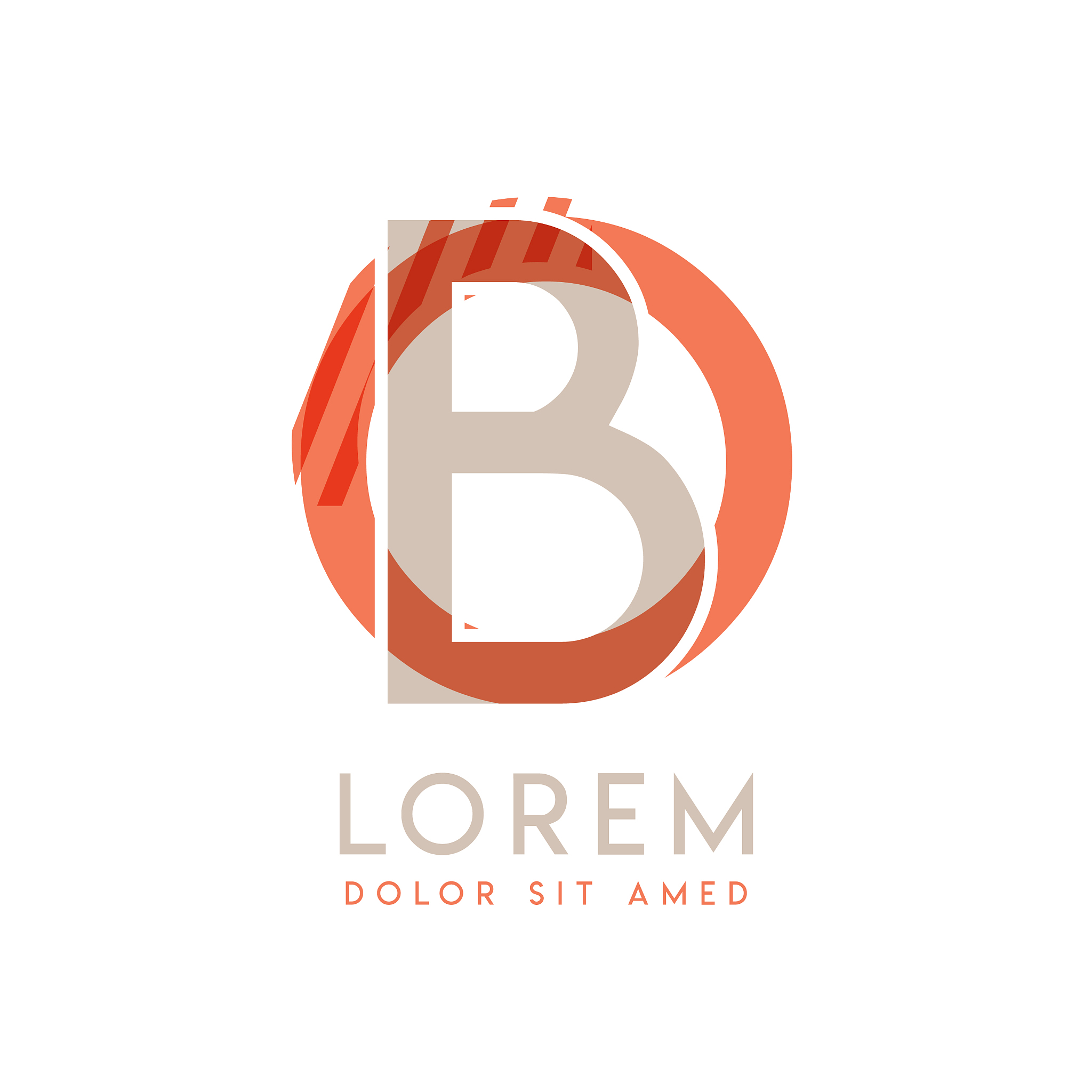 colorful logo design with pink orange and gray