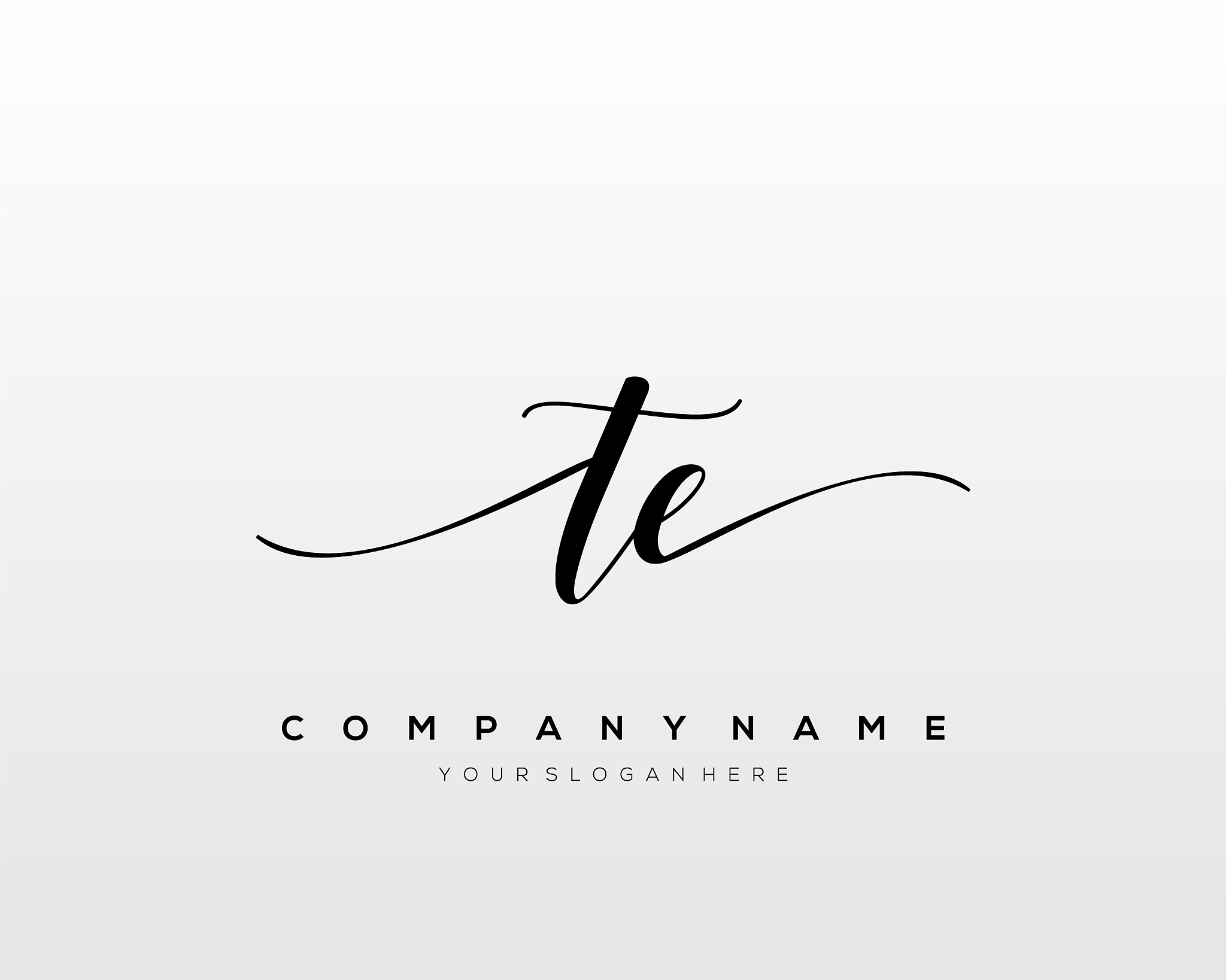 te initial letter handwriting logo hand drawn