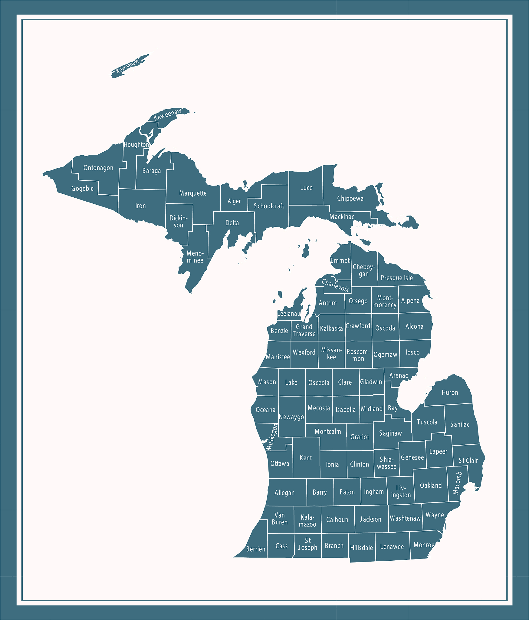 michigan counties map printable