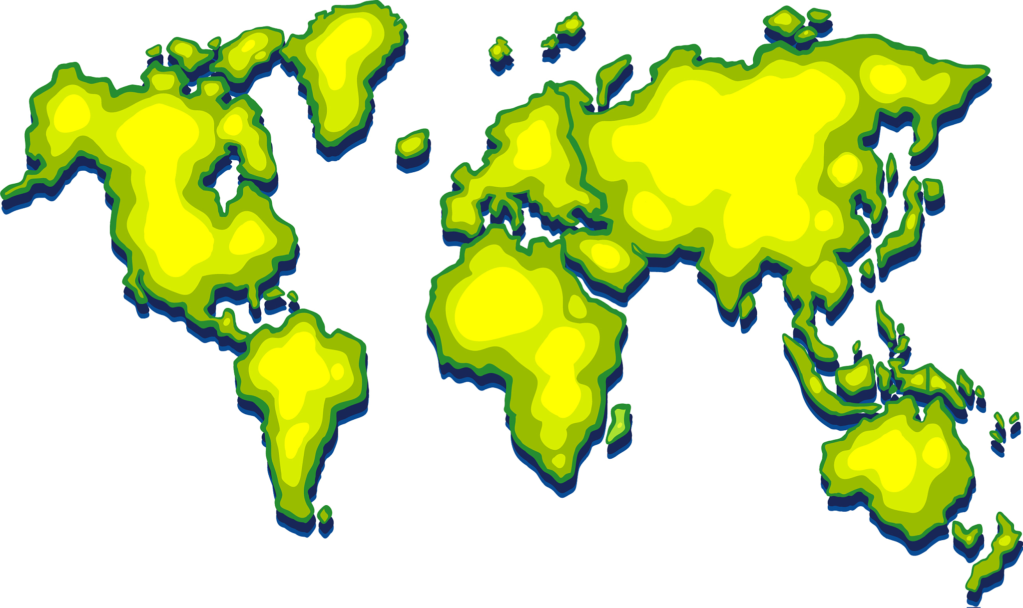 worldmap with green land on white background