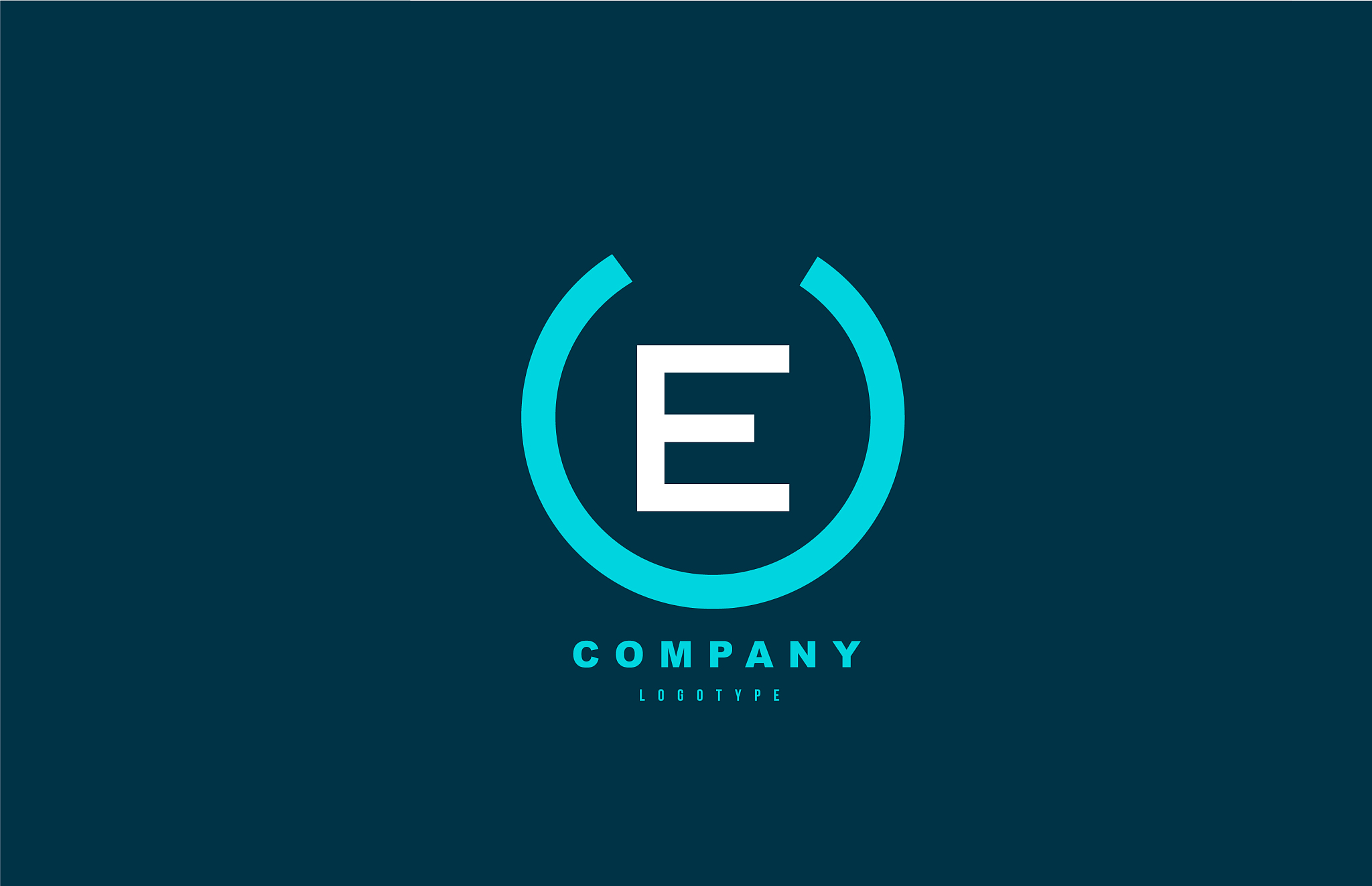 e white and blue letter logo alphabet icon design