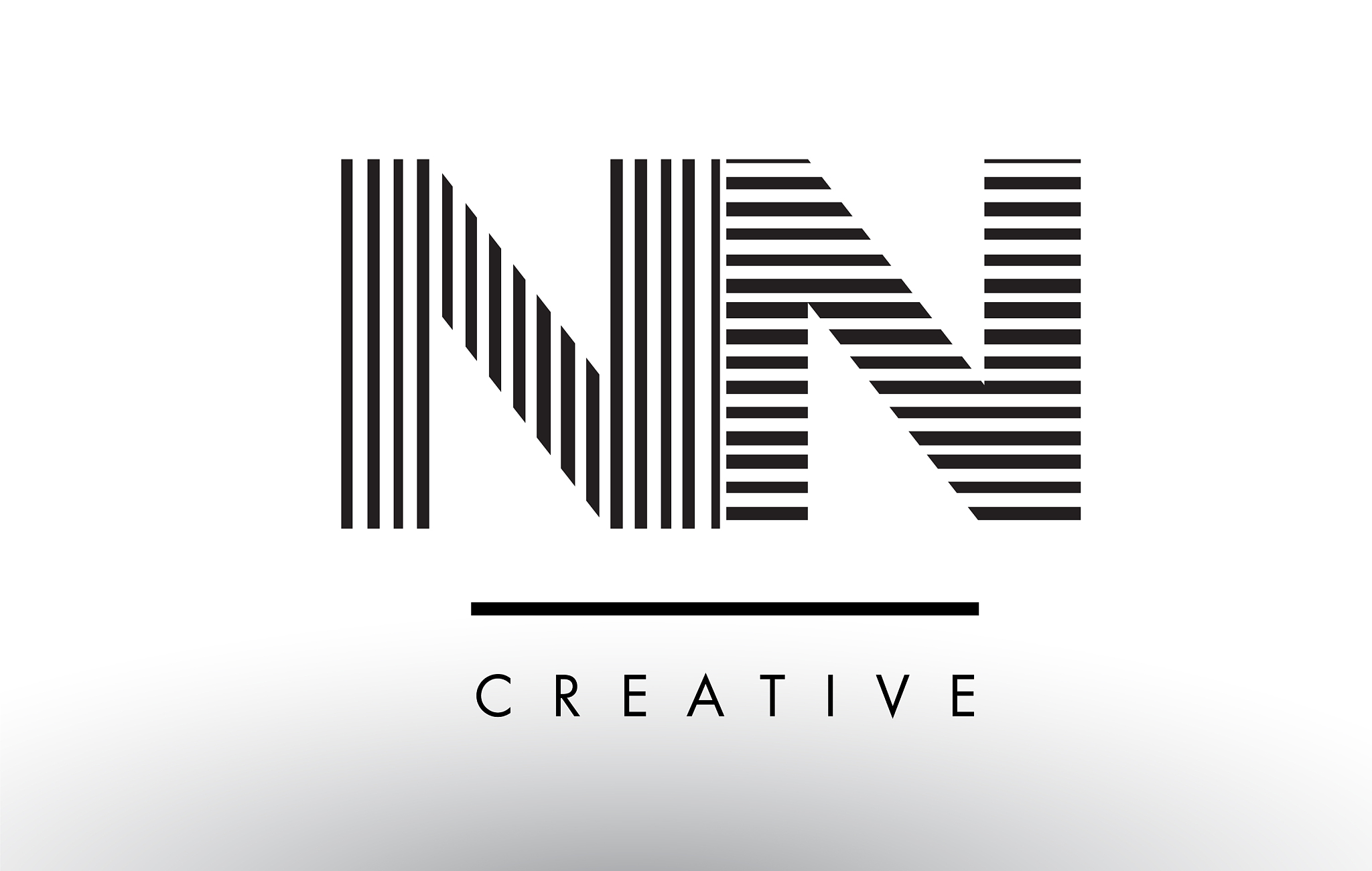 nn n black and white lines letter logo design