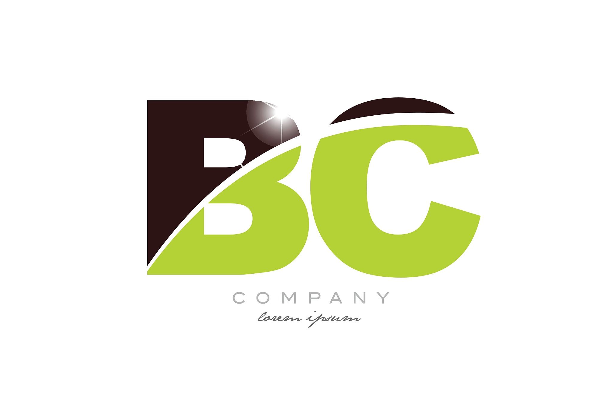 letter bc b c alphabet combination in green and brown color for