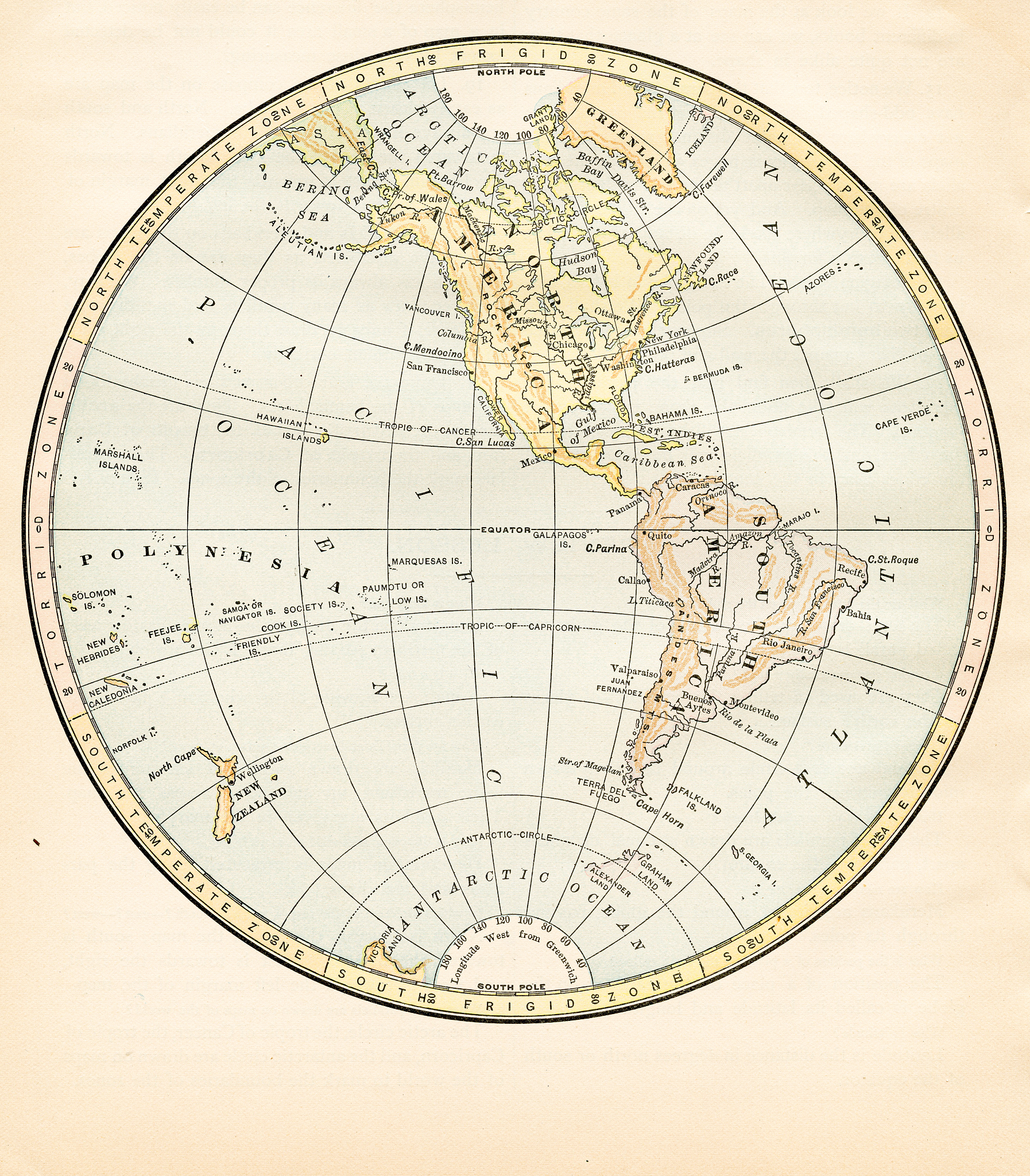 map western hemisphere 1888