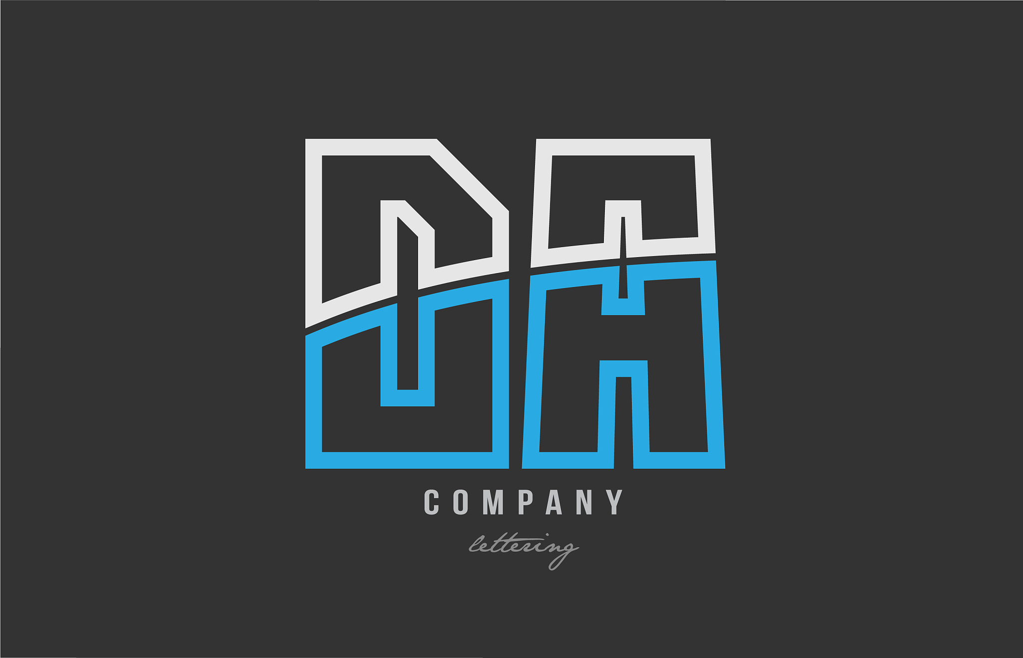 white blue alphabet letter da d a logo icon design