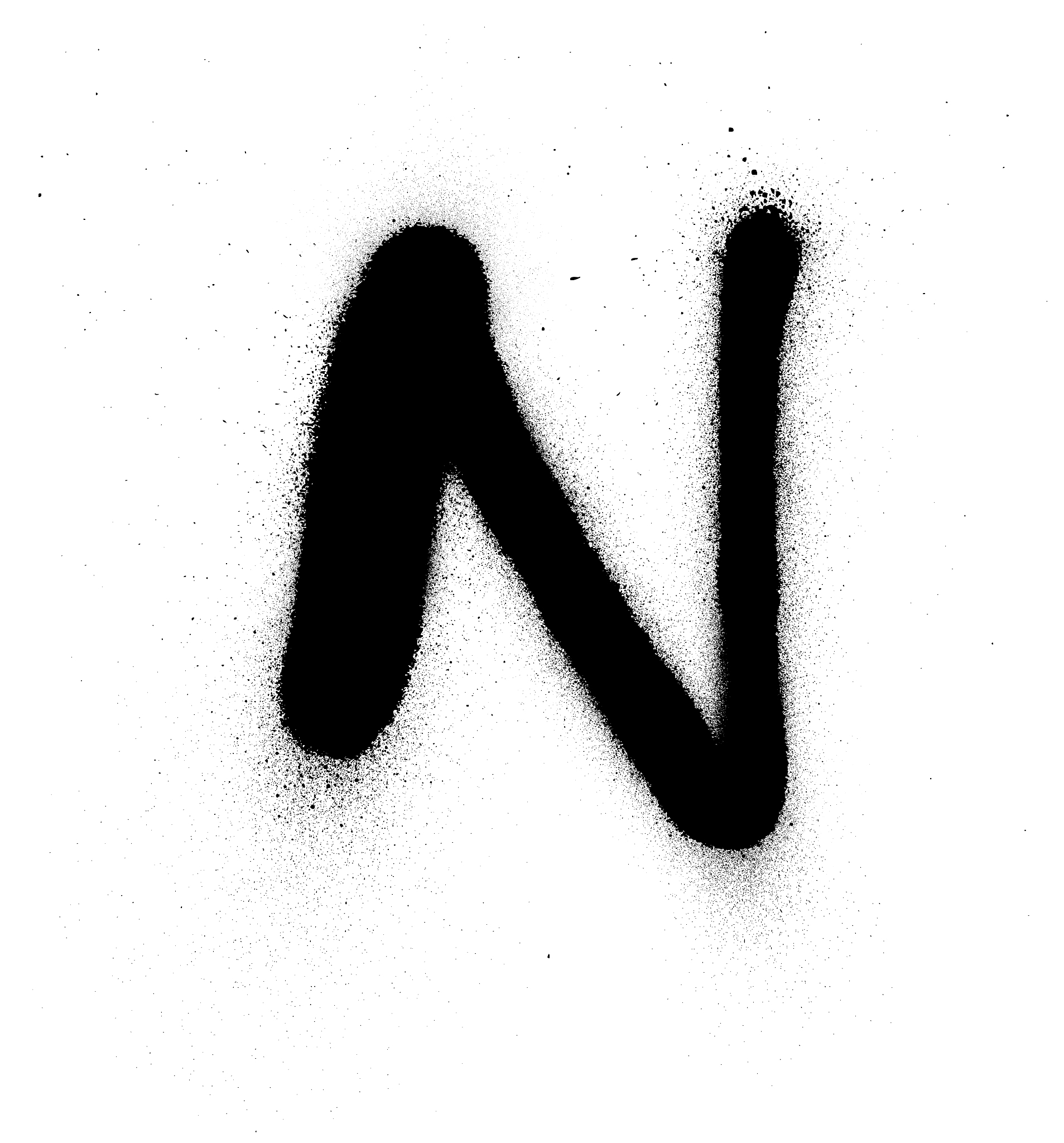 graffiti thin n font sprayed in black over white