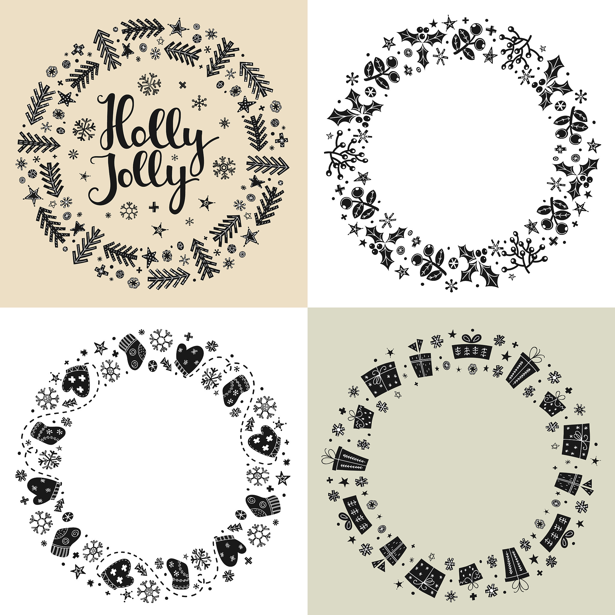 set of xmas greeting frames