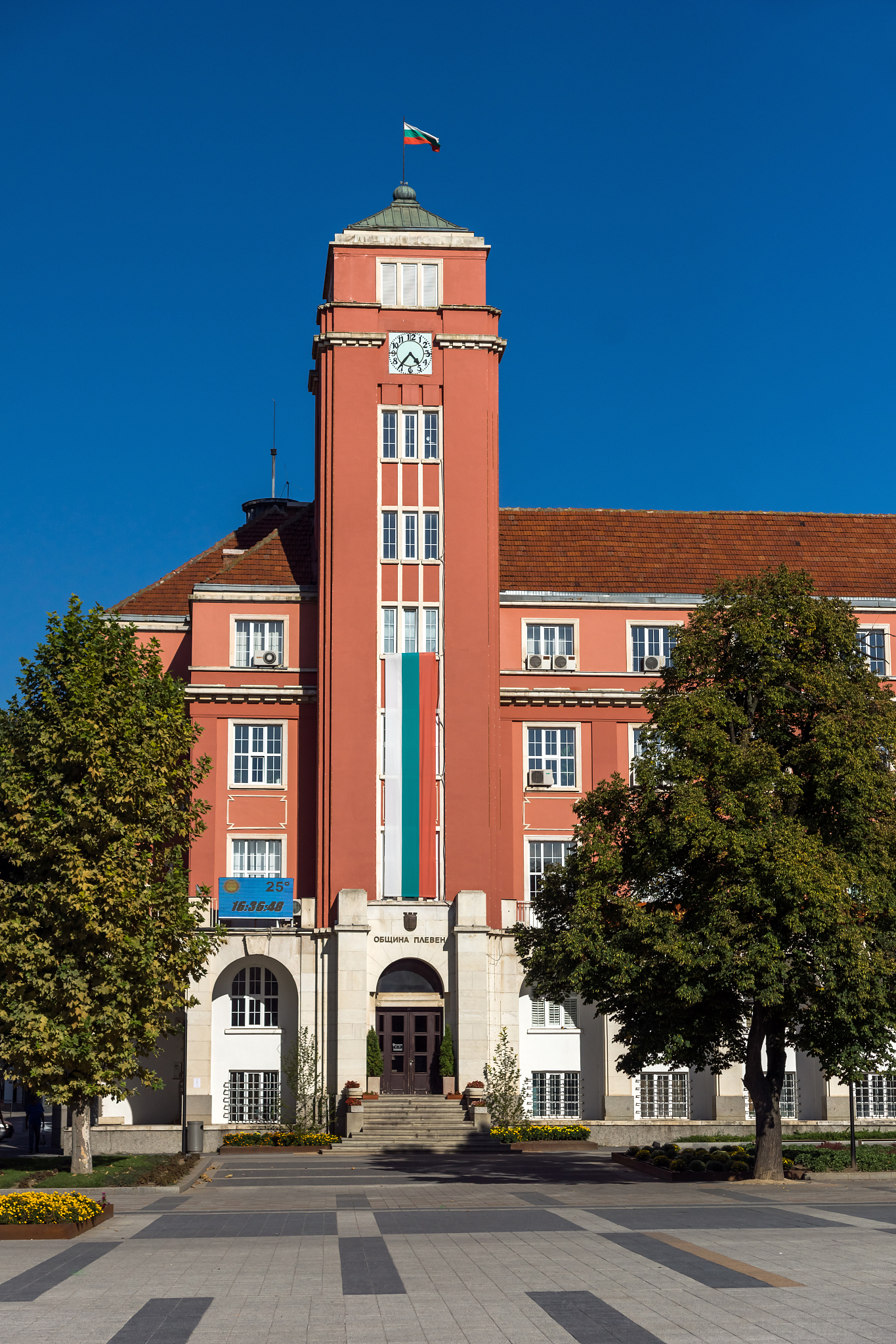 old building of town hall in the center of pleven, bulgaria