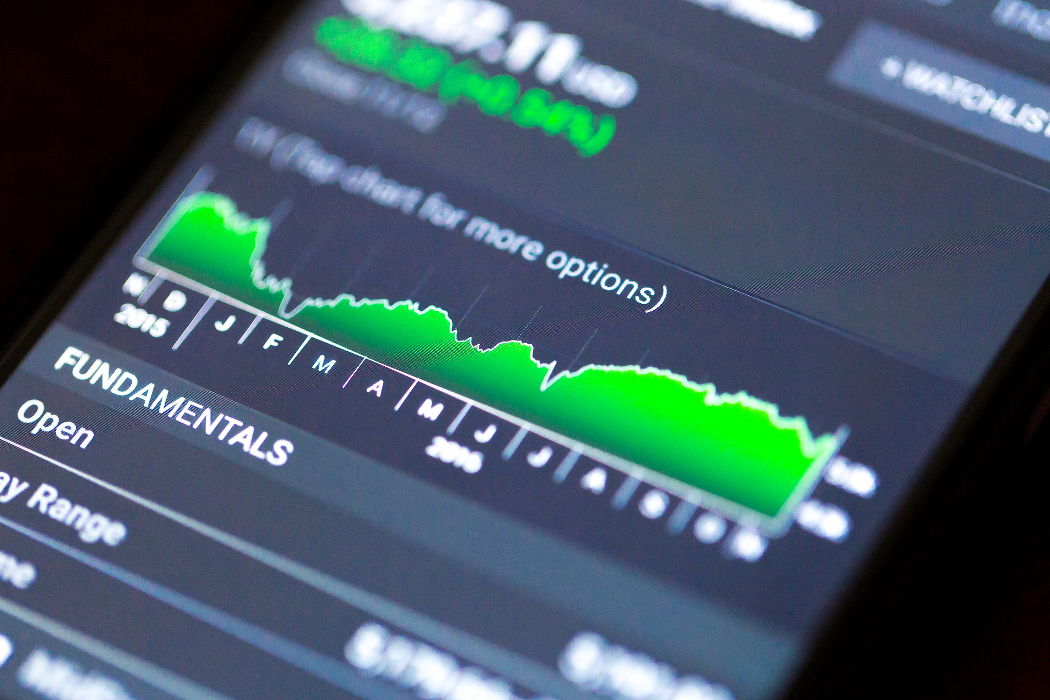 stock exchange chart on smart phone