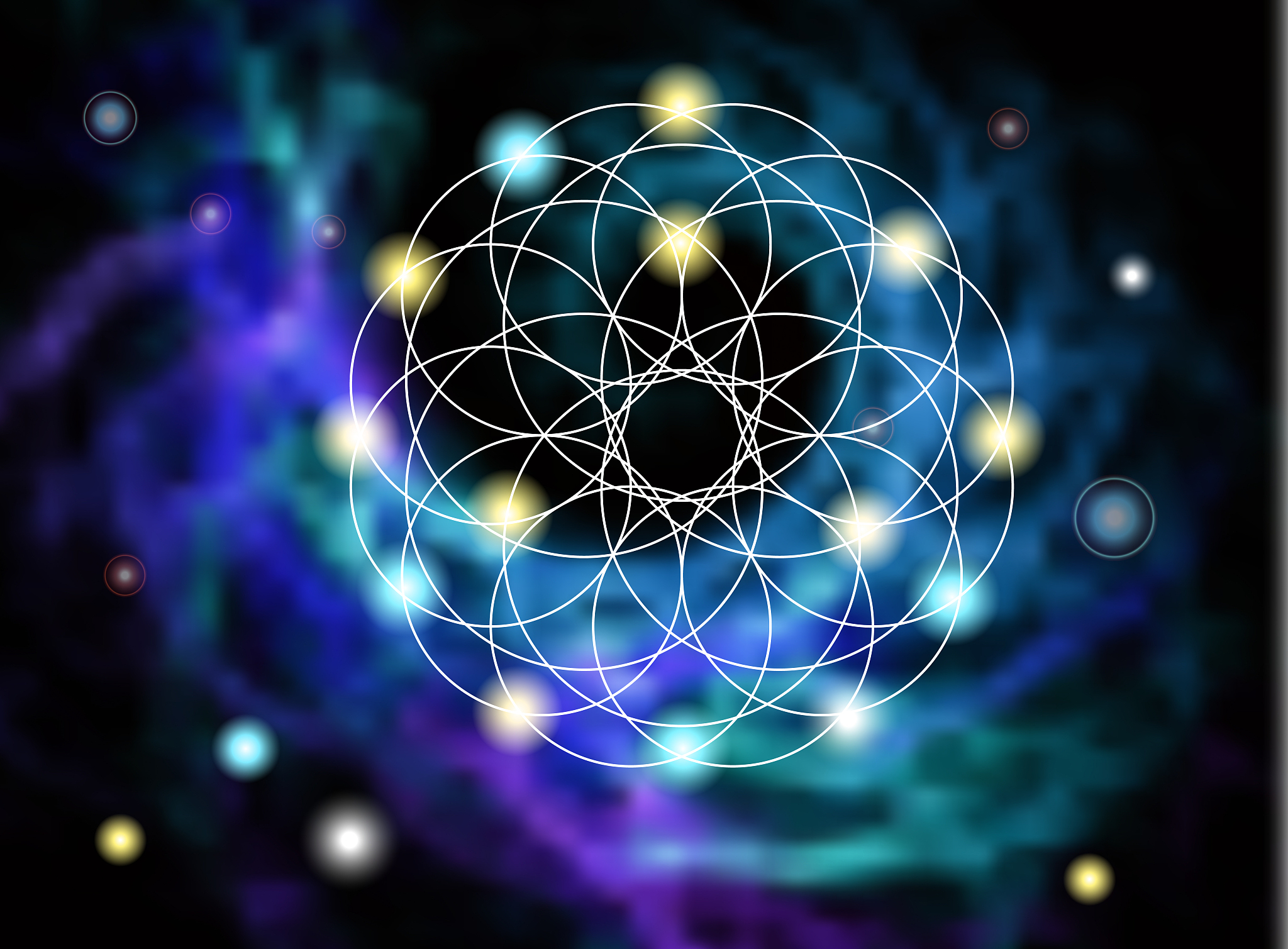 abstract geometric symbol on blurred spiral background.