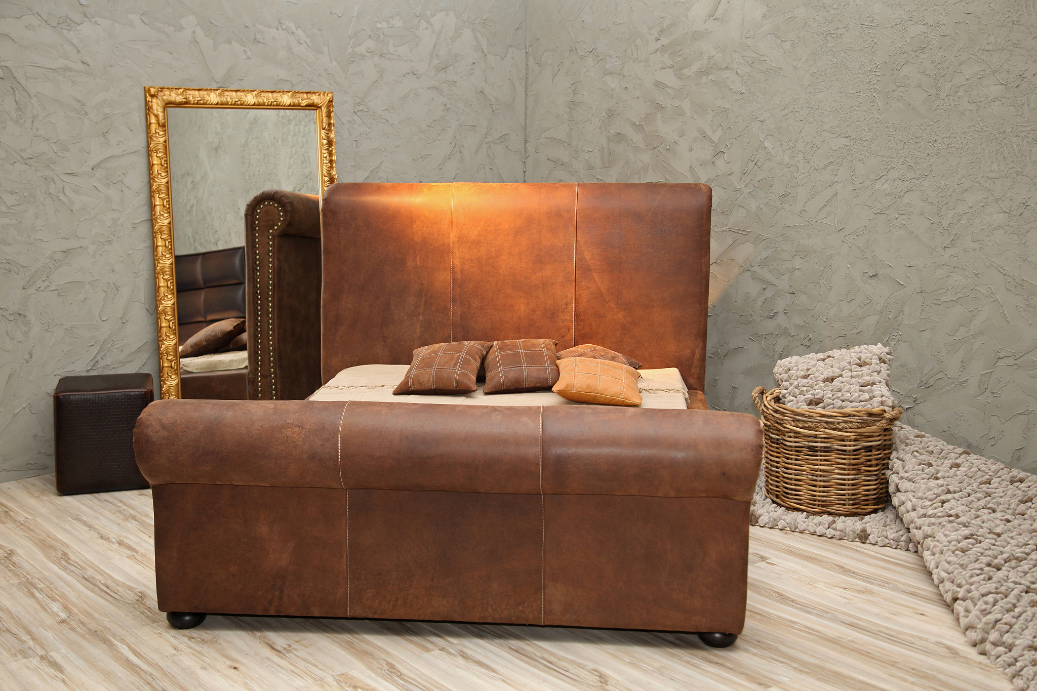 leather retro bed