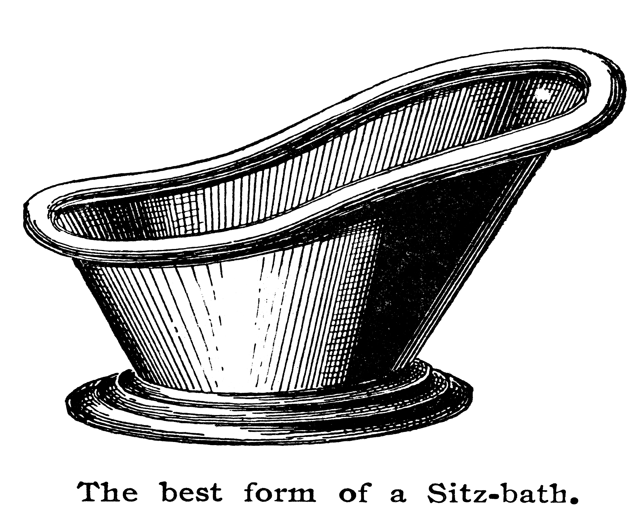 old engraved illustration of sitz-bath, bathtub