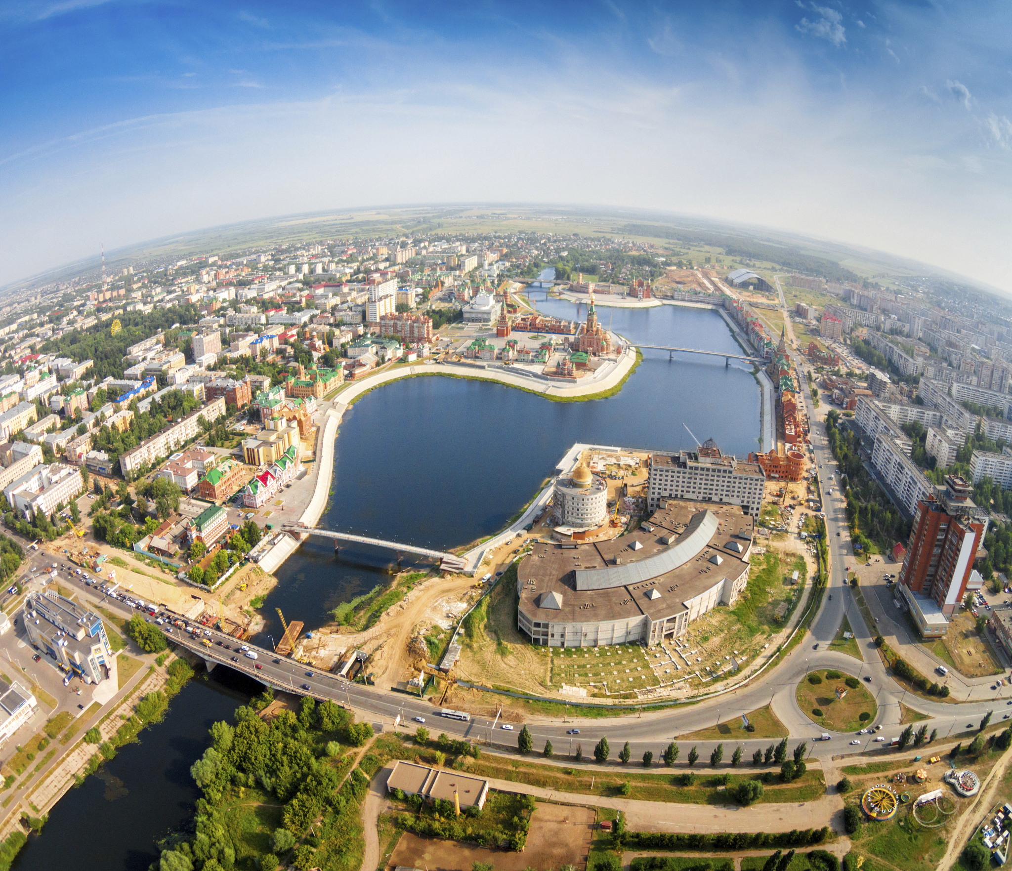 russian town on summer morning