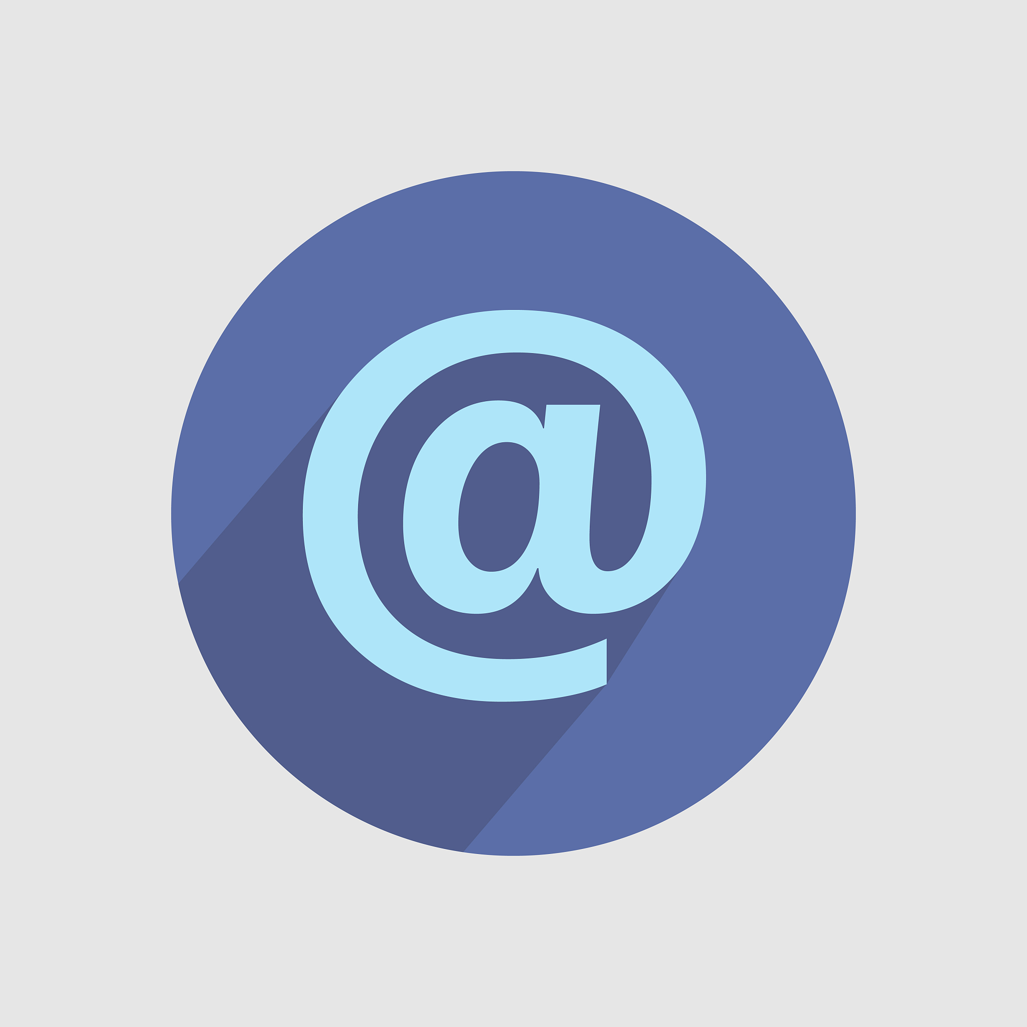 a blue e-mail icon on a white background.