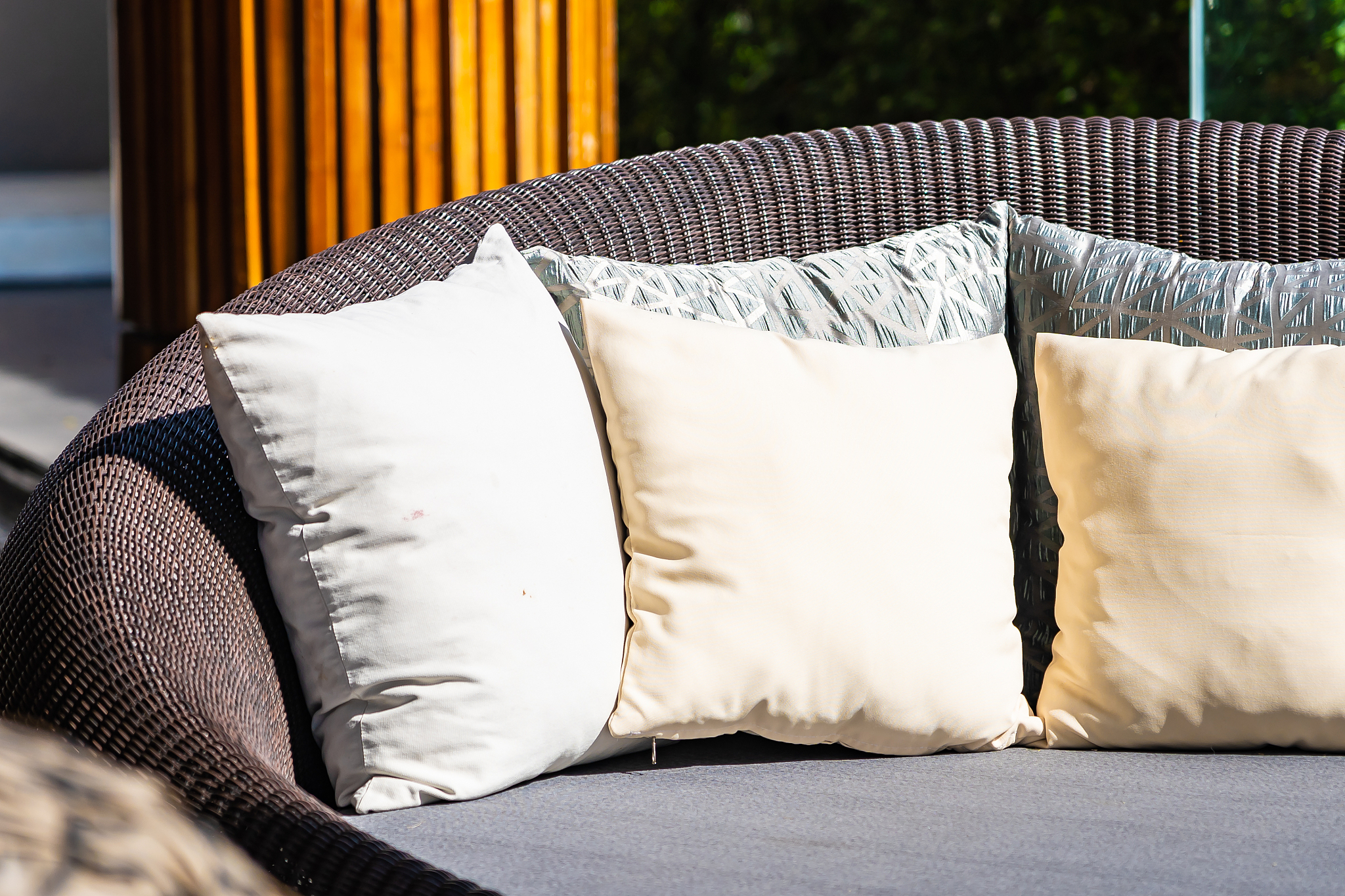 comfortable pillow on sofa chair decoration outdoor