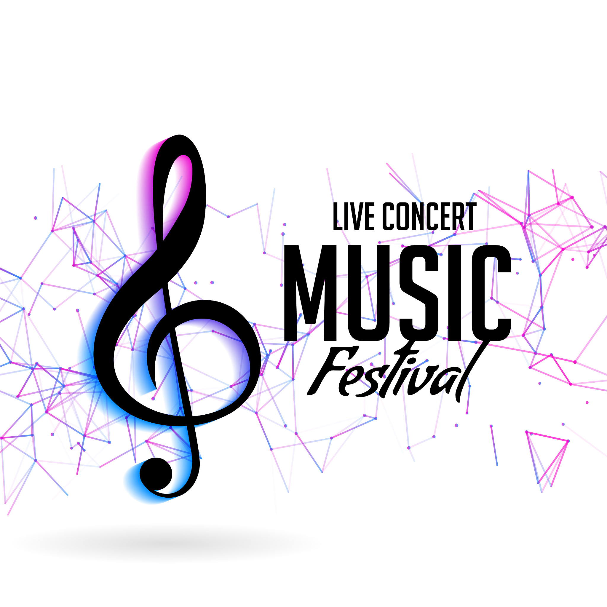 music festival poster design with clef notes