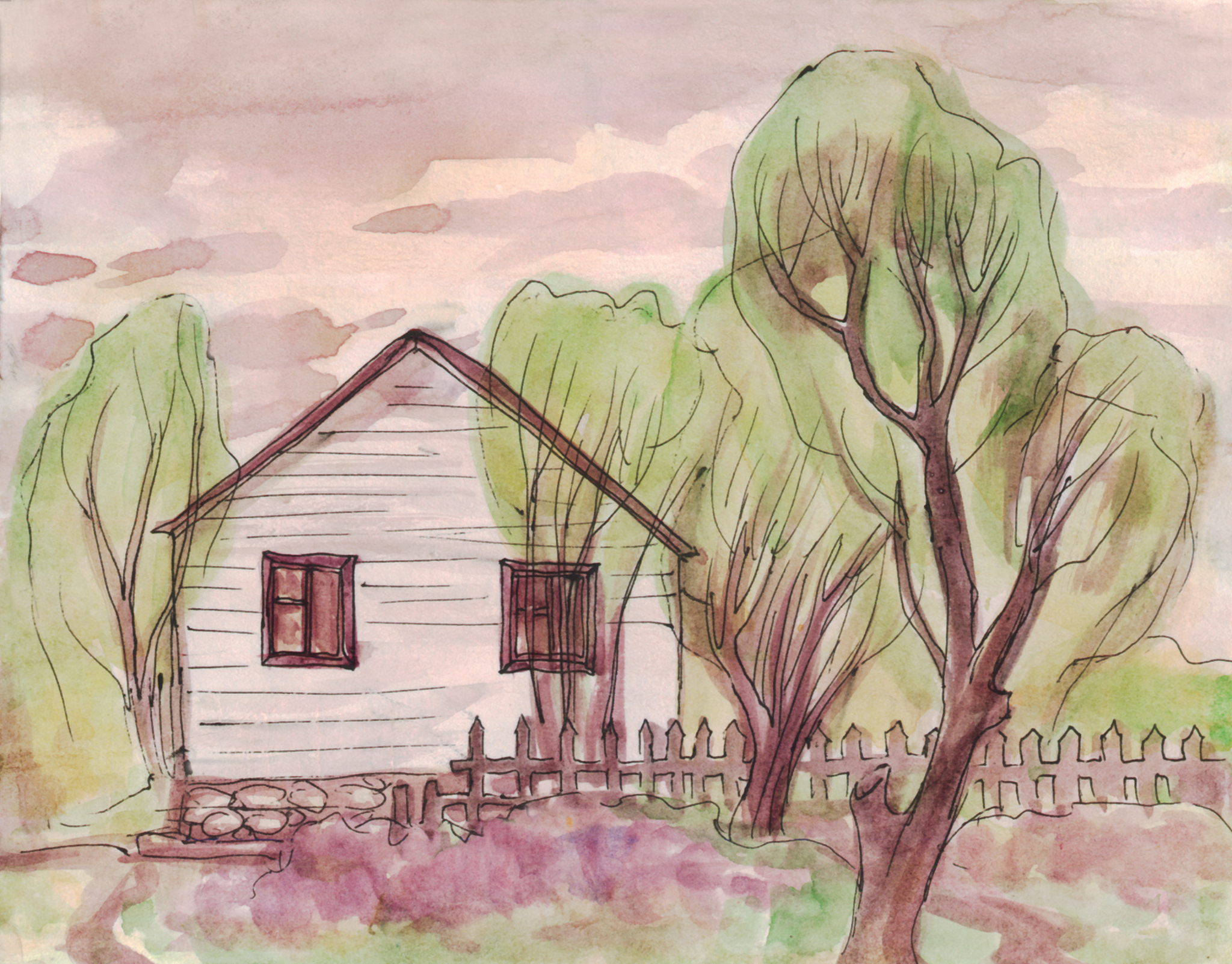 绘画技巧：如何统一远近房屋色调，打造张弛有力的画面