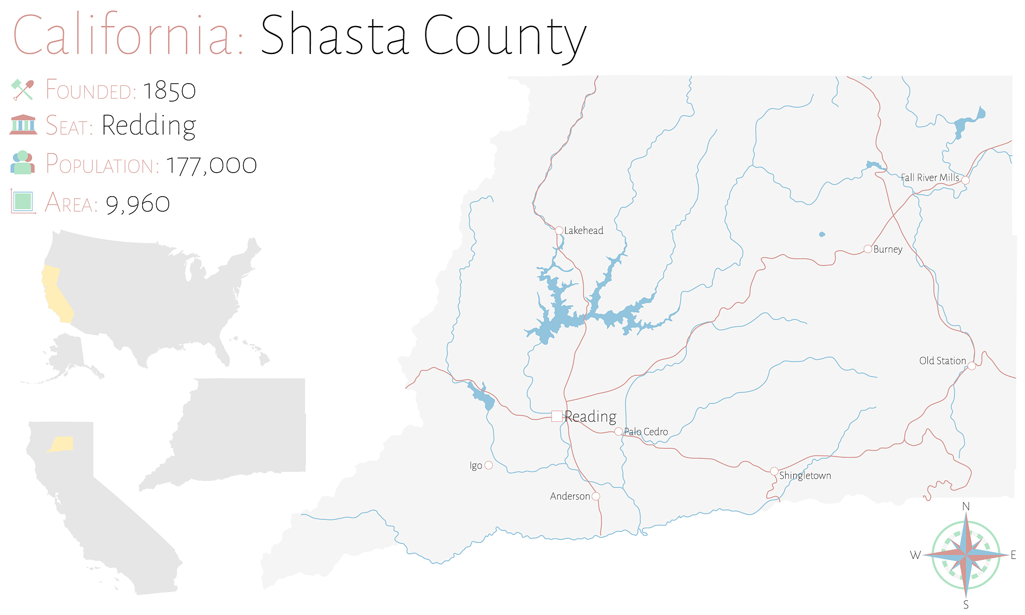 map shasta county in california