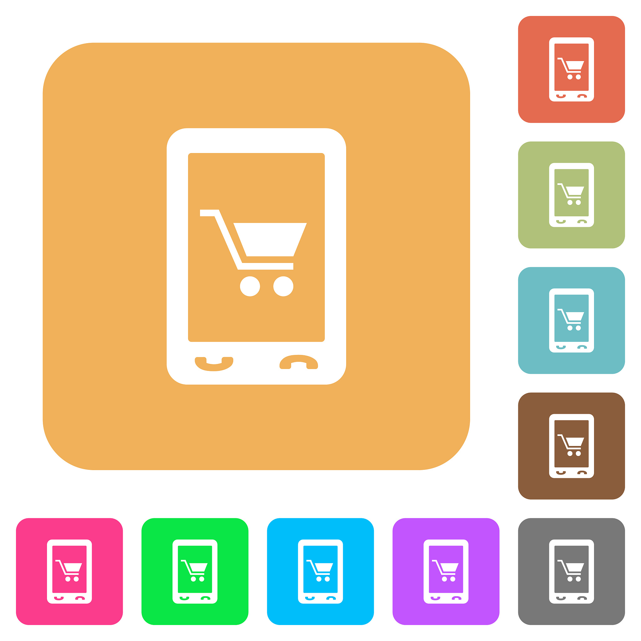 mobile shopping rounded square flat icons