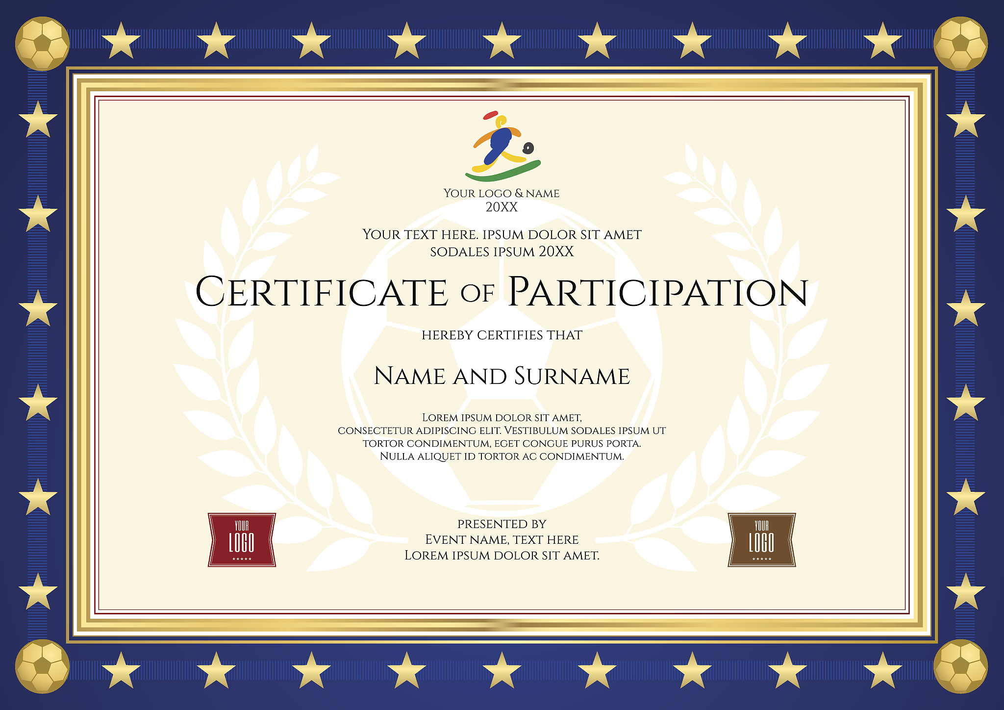 certificate of participation in sport theme for football match