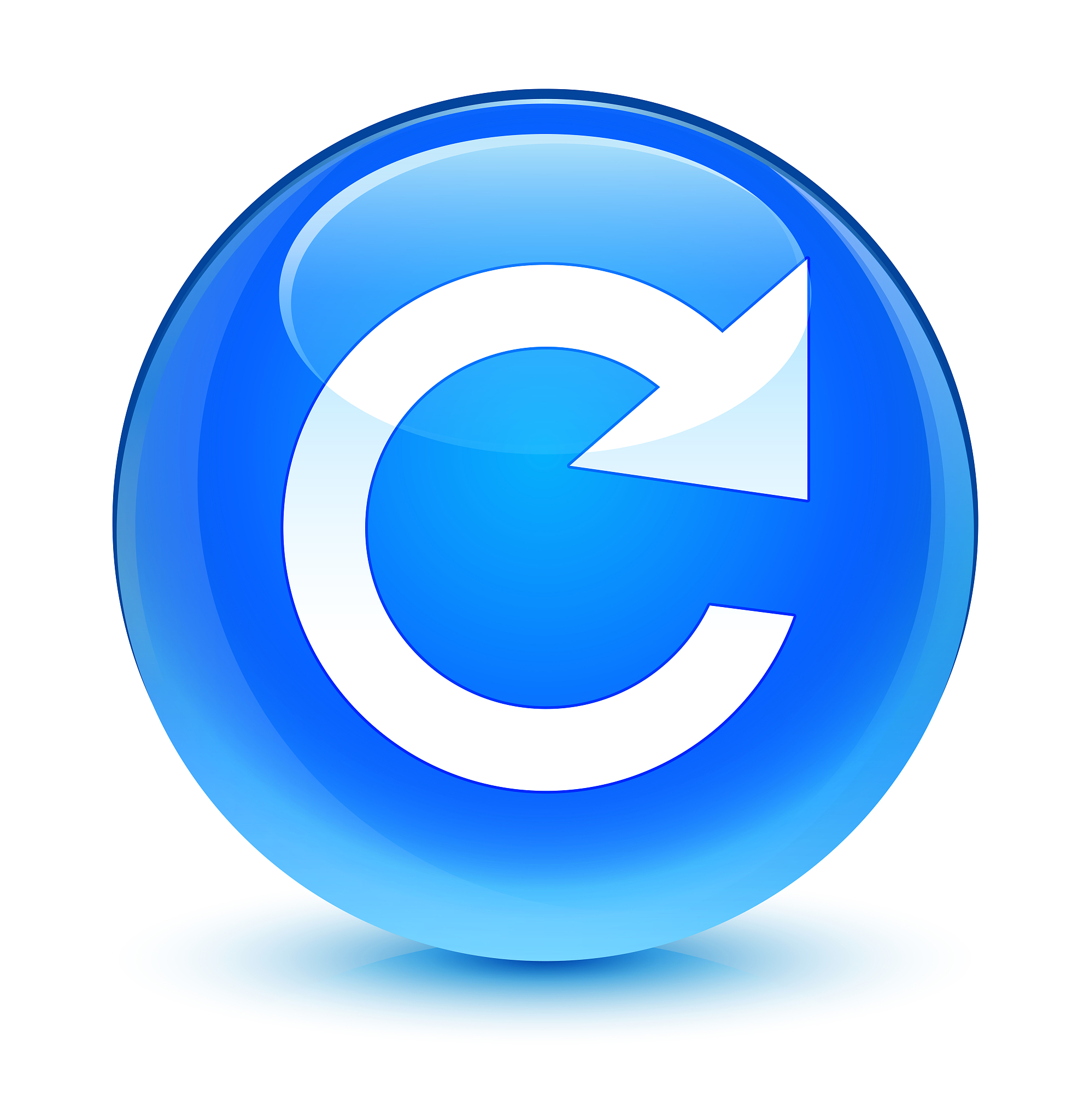 reply rotate icon glassy cyan blue round button