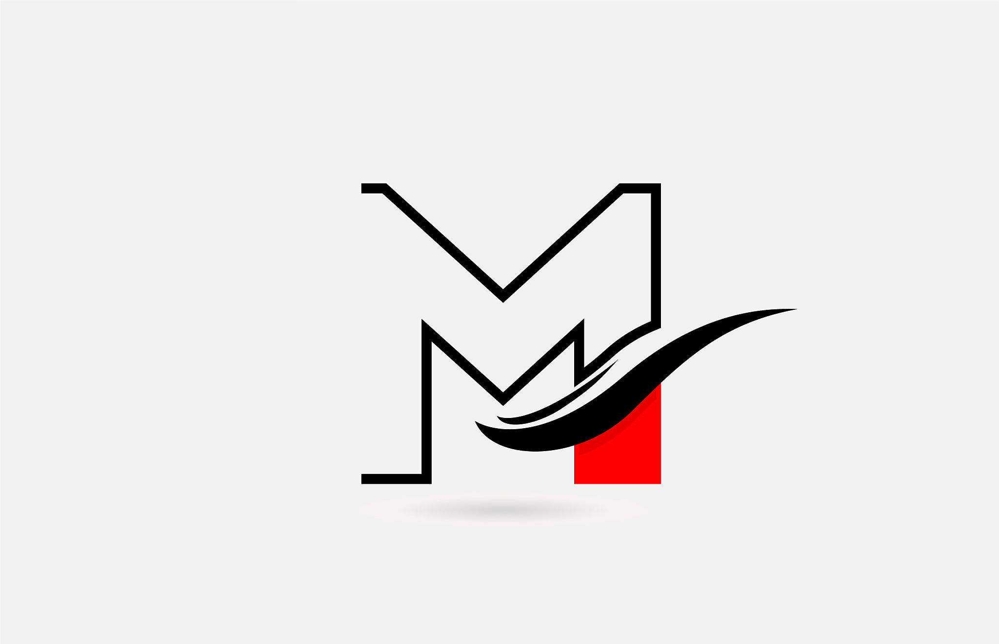 m red black alphabet letter logo icon for company