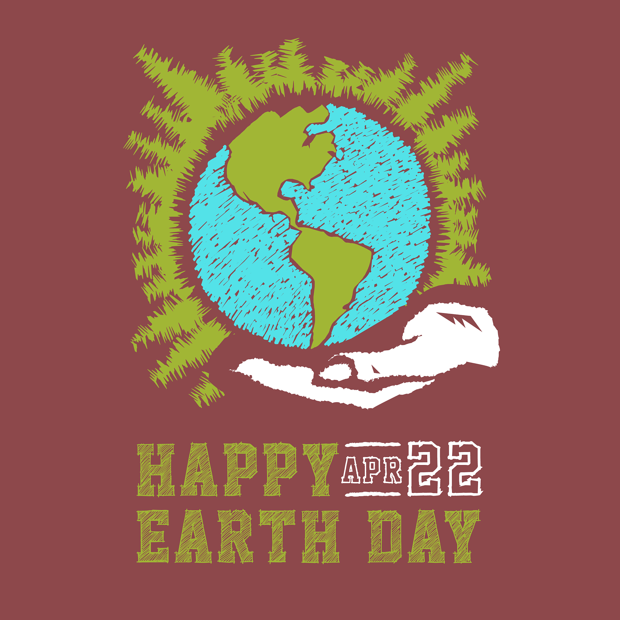 hand drawn earth day concept sketch human hands