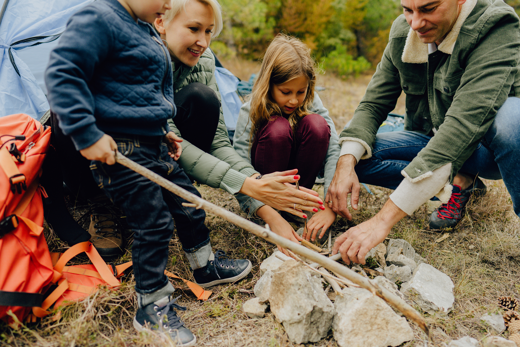 gathered by the campfire