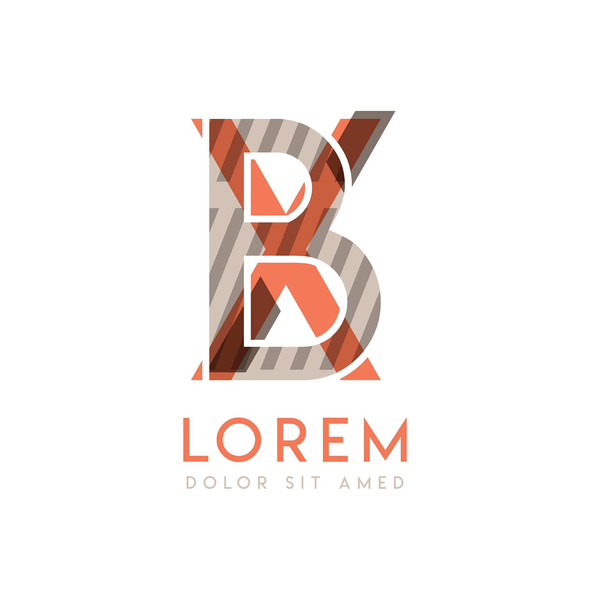 colorful logo design with pink orange and gray