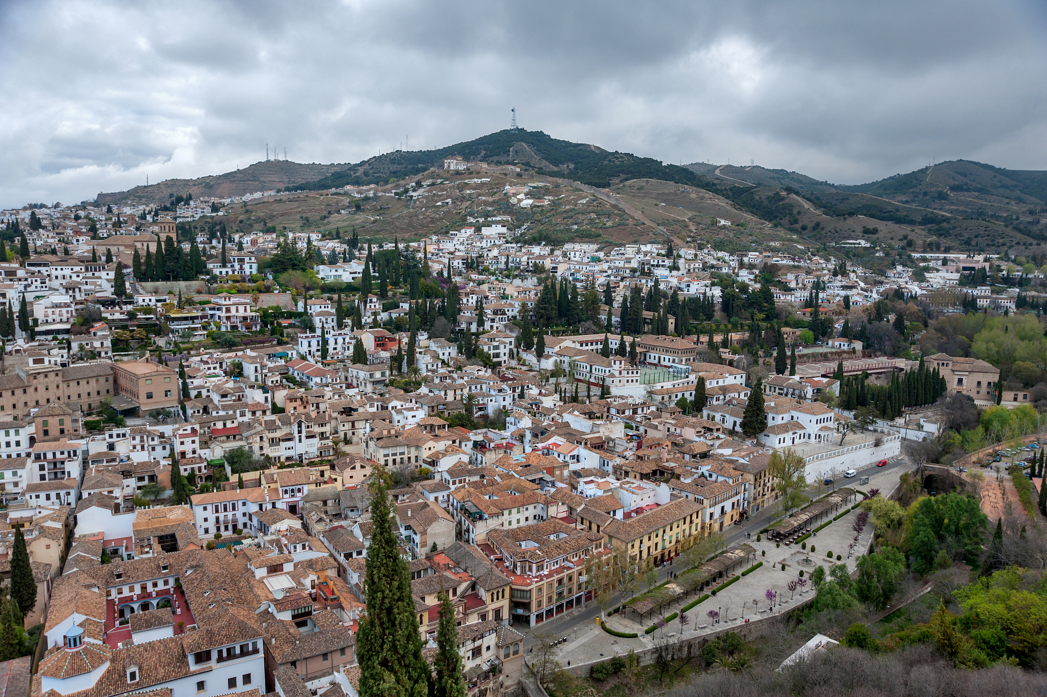 scenic view of rooftops albaicin, granada
