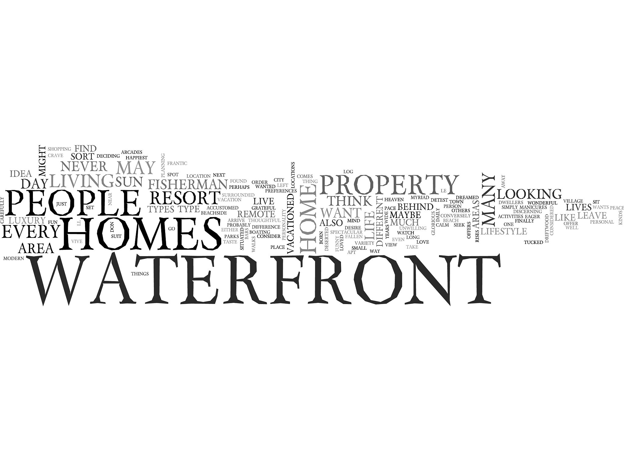 who lives in waterfront homes text word cloud