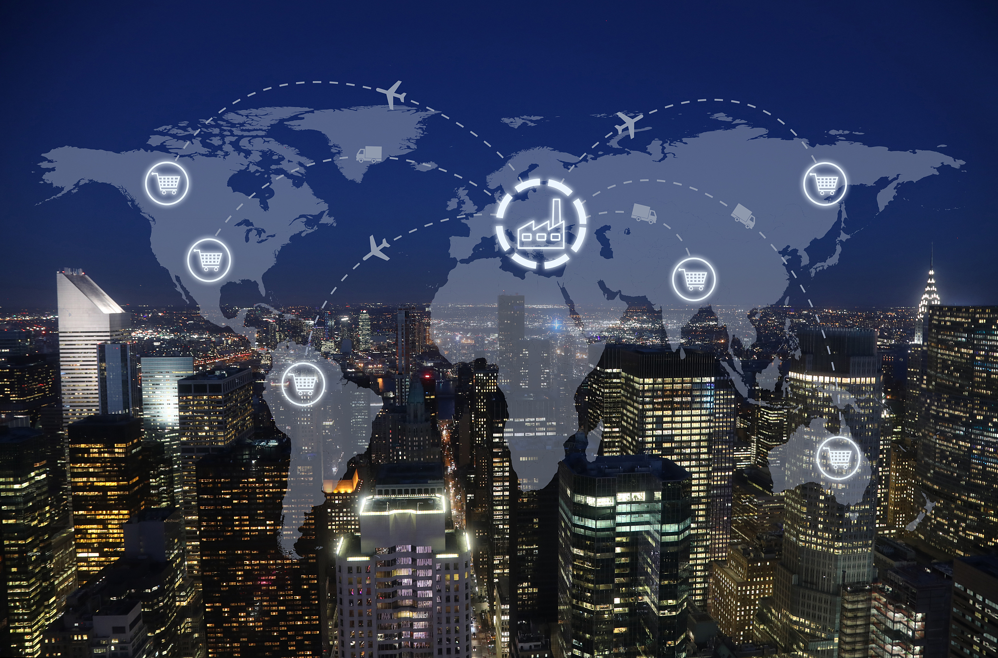 global shipping logistic export trade network transportation con