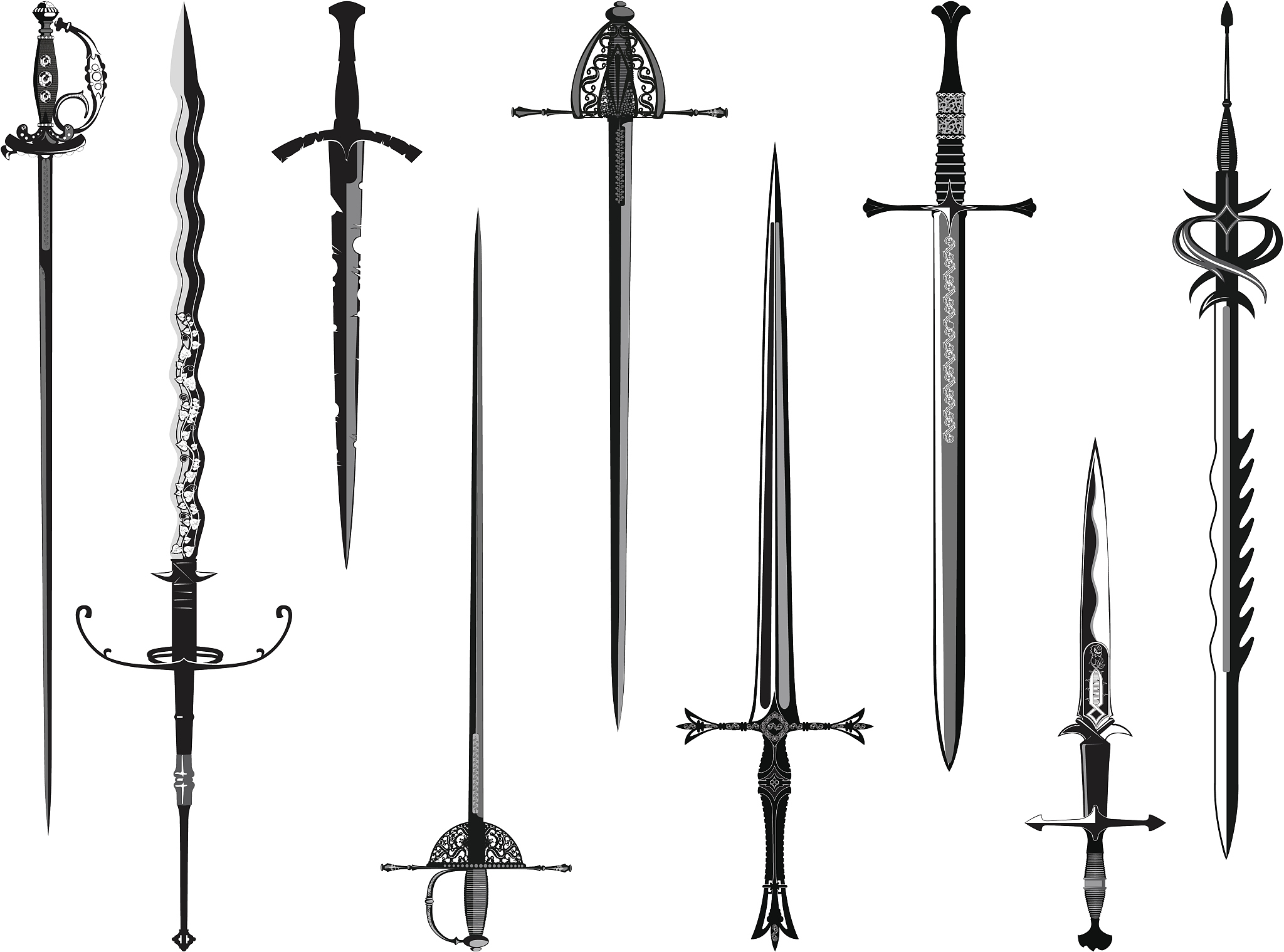 silhouette collection of swords