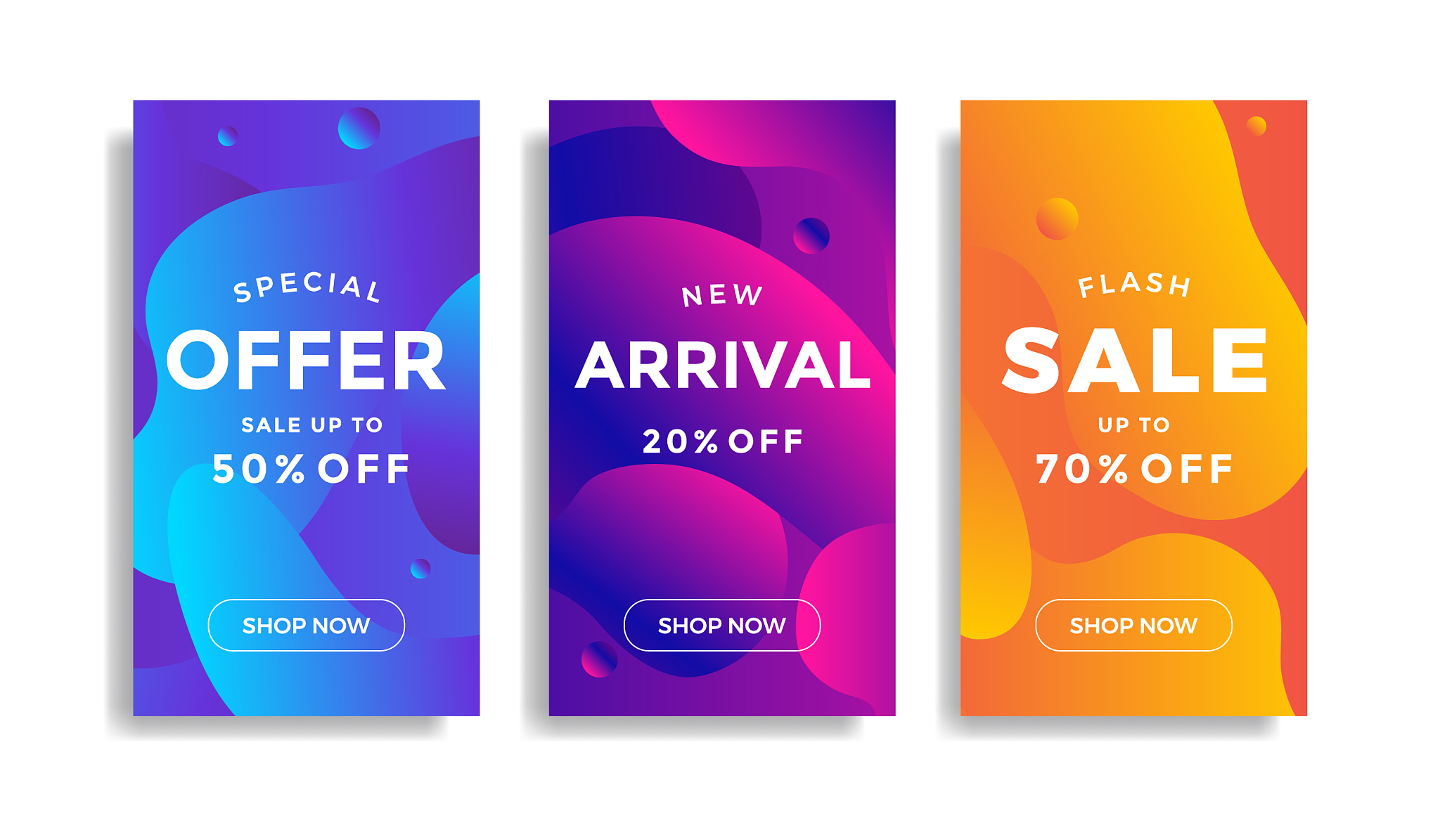 set sale banners with fluid gradient shapes